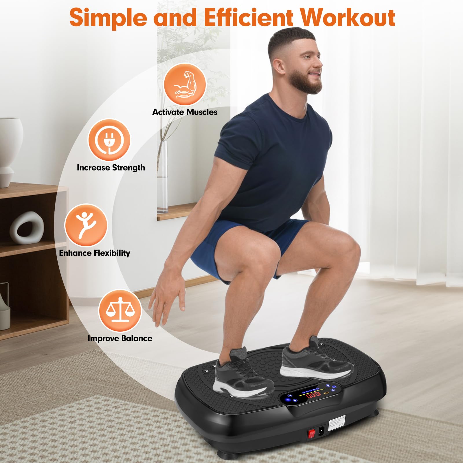 Vibration Plate Exercise Machine - Full Body Workout Equipment for Weight Loss & Toning | Power Board Vibration Platform for Home Gym & Fitness Training