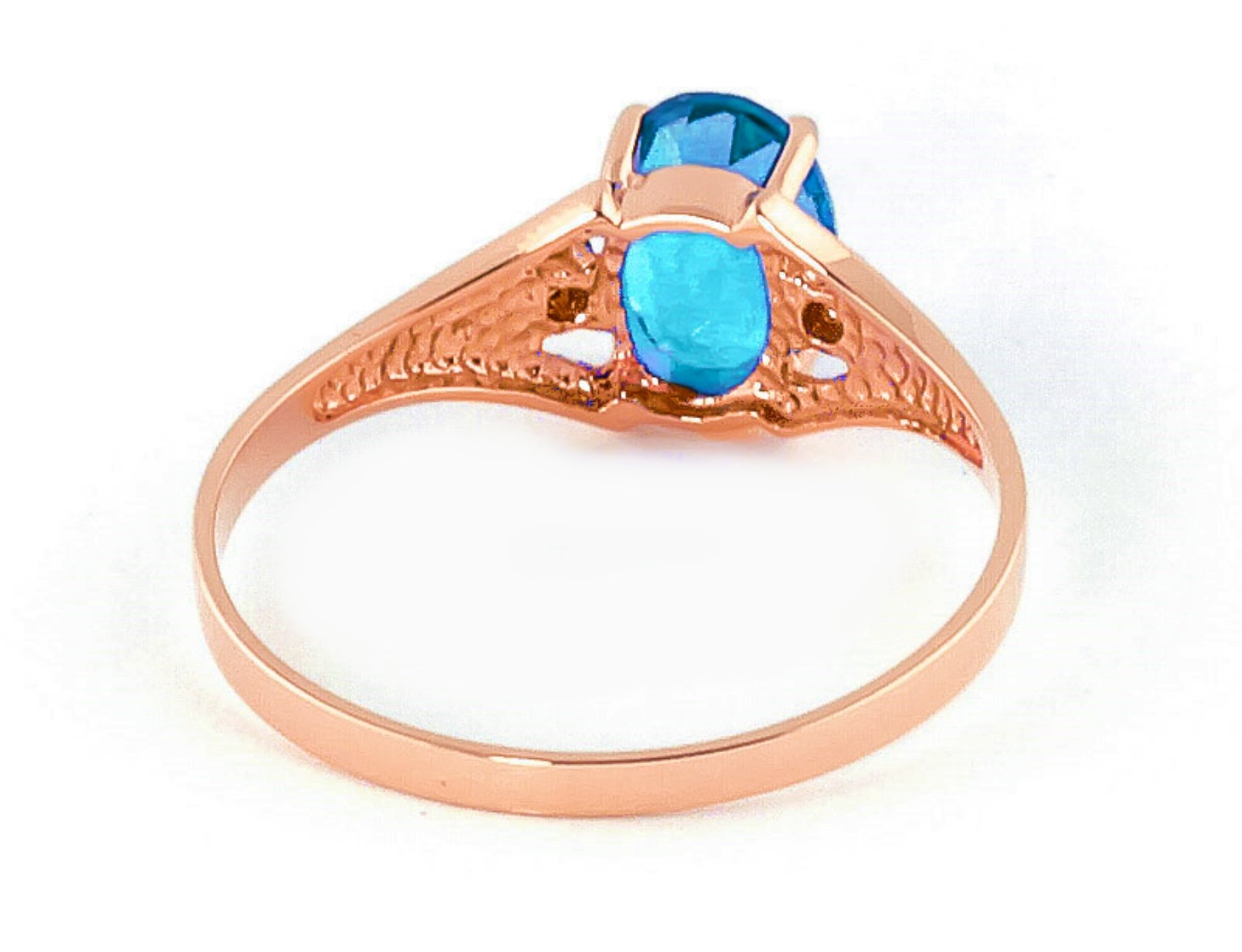 14K Yellow, White & Rose Gold Ring with Natural Diamonds & Blue Topaz - Elegant Galaxy Gold GG Jewelry for Weddings, Anniversaries & Special Occasions