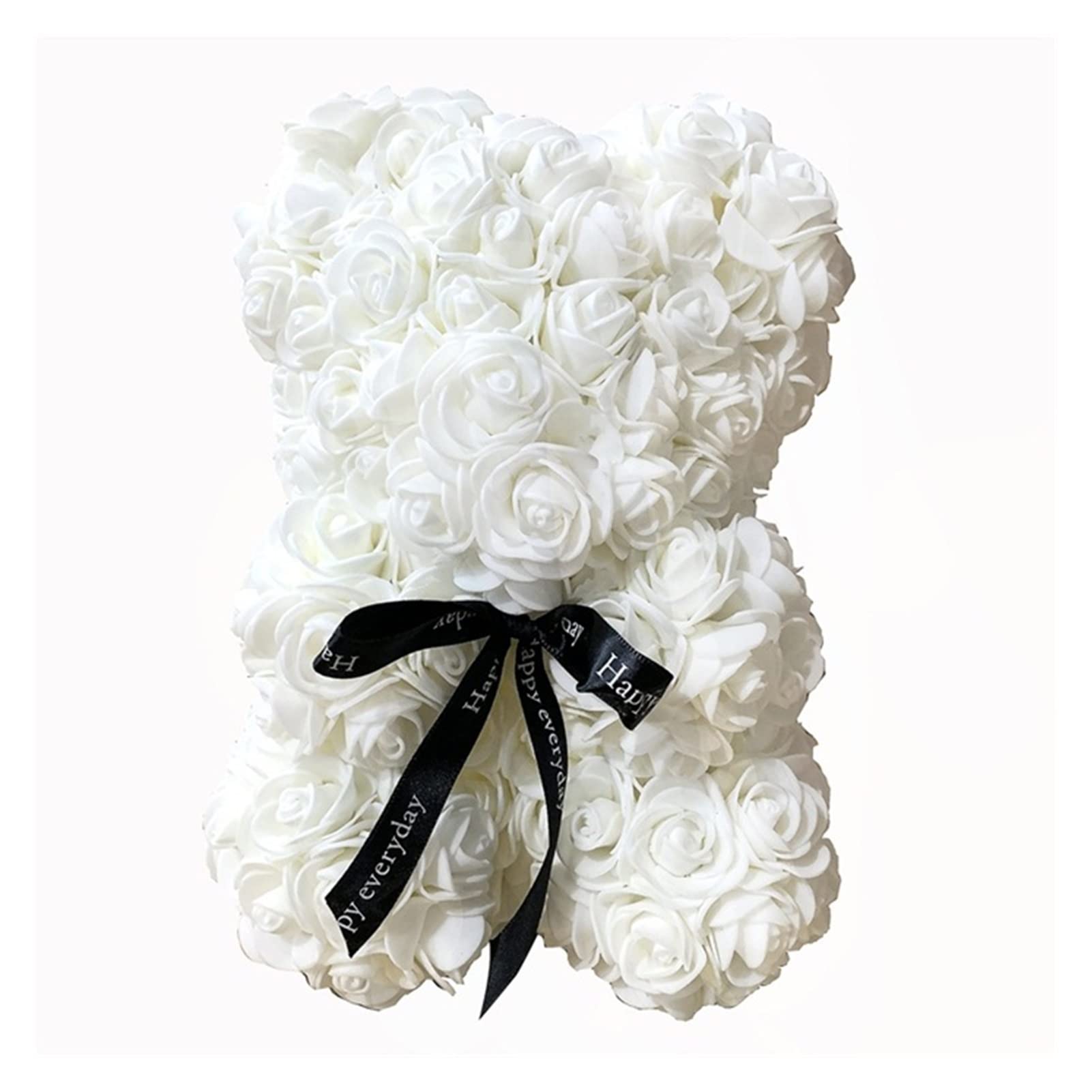 40cm Foam Rose Bear - Multicolor Wedding Flowers for Girlfriend, Valentine's Day Gift, Birthday Party & Wedding Decorations (White, 25cm) - Perfect for Romantic Proposals, Anniversary Surprises, and Bridal Shower Centerpieces