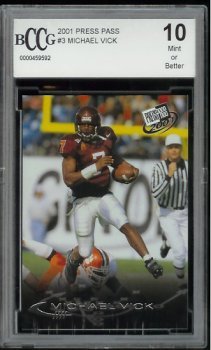 2001 Press Pass Football Cards - Michael Vick Rookie Card #1 Draft Pick | NFL Collectible, Sports Memorabilia for Fans & Collectors | Perfect for Display, Trading, and Investment