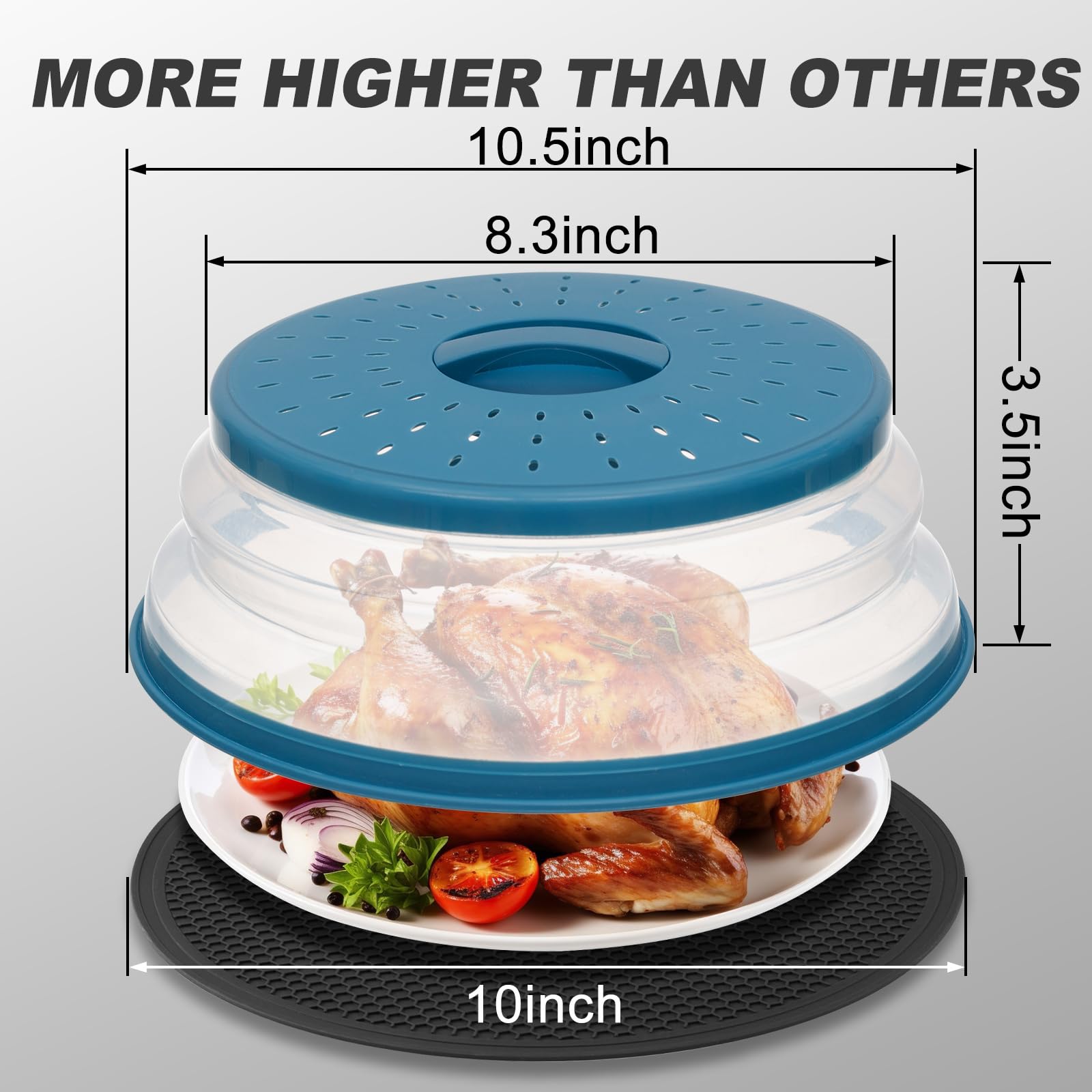 2-in-1 Microwave Splatter Cover & Food Mat Set - Collapsible Vented Lid for Bowls & Plates - BPA-Free Silicone & Plastic Kitchen Accessories - Perfect for Microwave Cooking, Meal Prep, and Countertop Protection