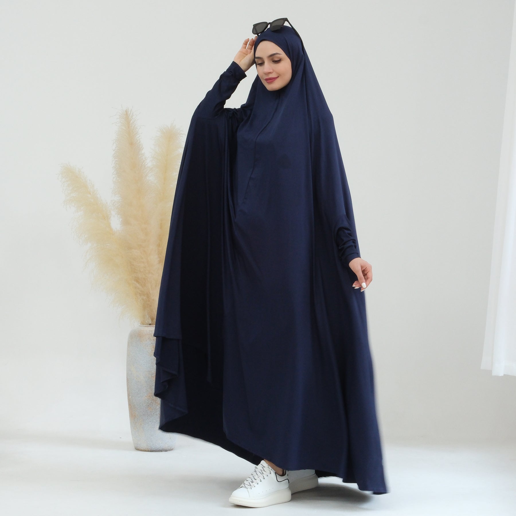 Awra Cape Hijab Combo - Navy Blue Modest Muslim Scarf & Shawl Set for Women - Perfect for Prayer, Work, and Everyday Wear