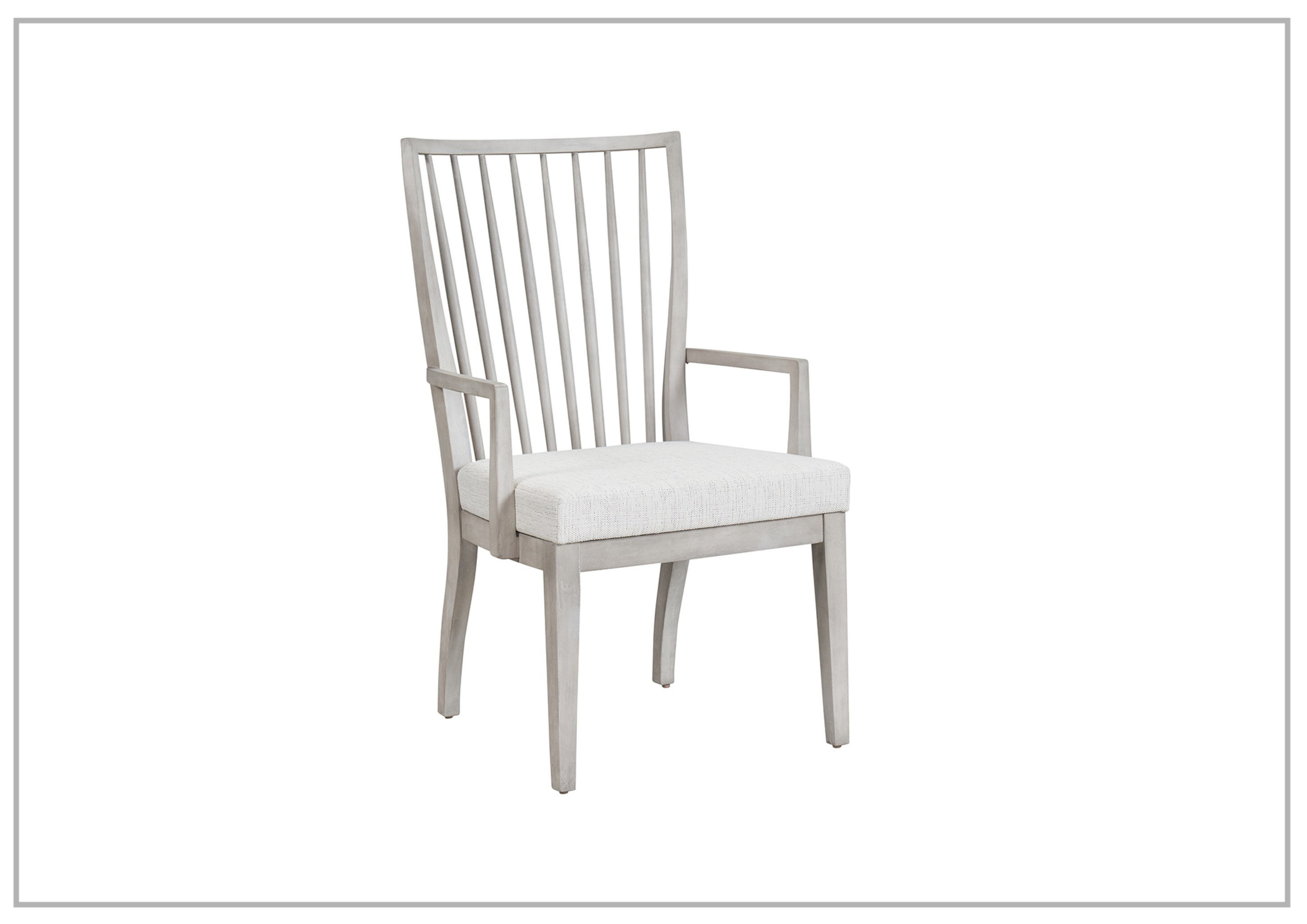 Modern Farmhouse Wooden Arm Chair - White Universal Furniture for Dining Room, Kitchen, or Living Room - Bowen Style Comfortable Seating