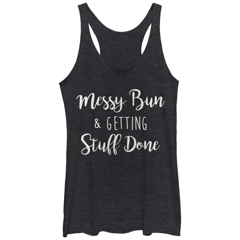 Women's Chin UP Messy Bun Racerback Tank Top - Workout & Yoga Shirt for Gym, Running & Casual Wear