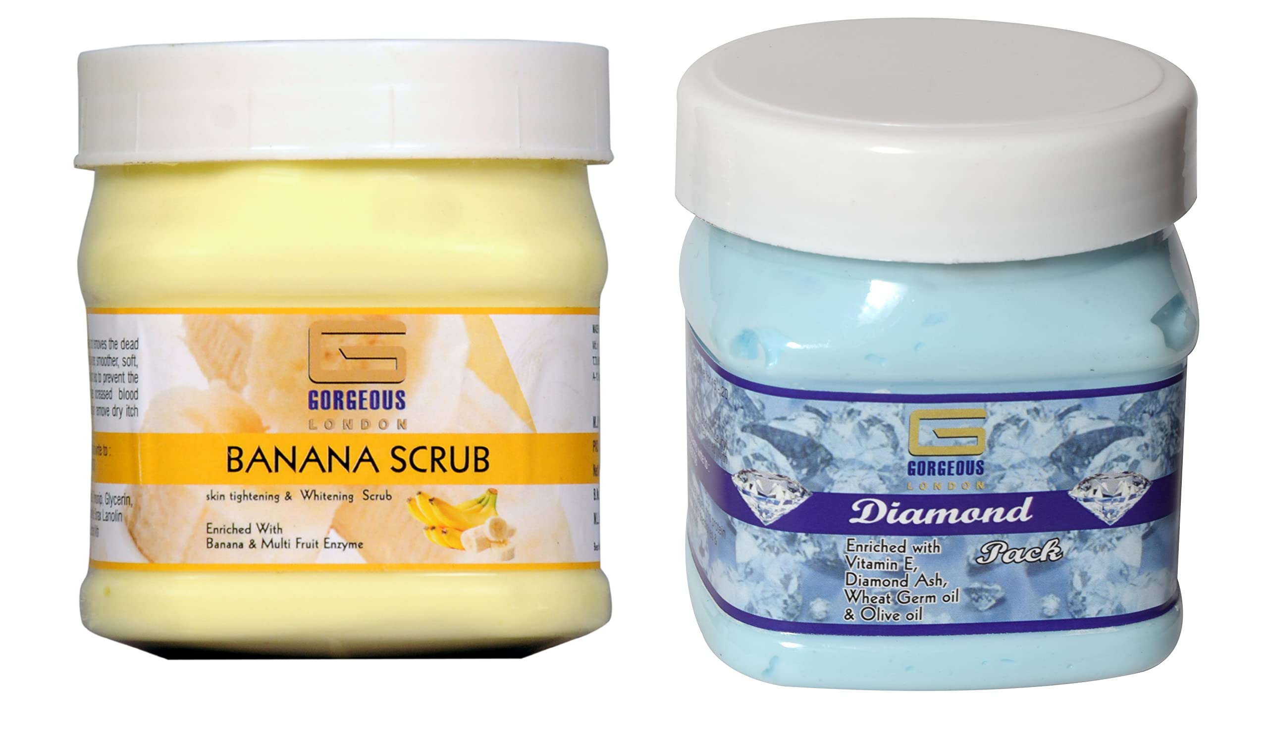 London Banana Scrub & Diamond Face Mask Combo Set - 2 x 450ml for Glowing Skin | Exfoliating & Brightening Skincare Duo for Spa Day & Self-Care Routine