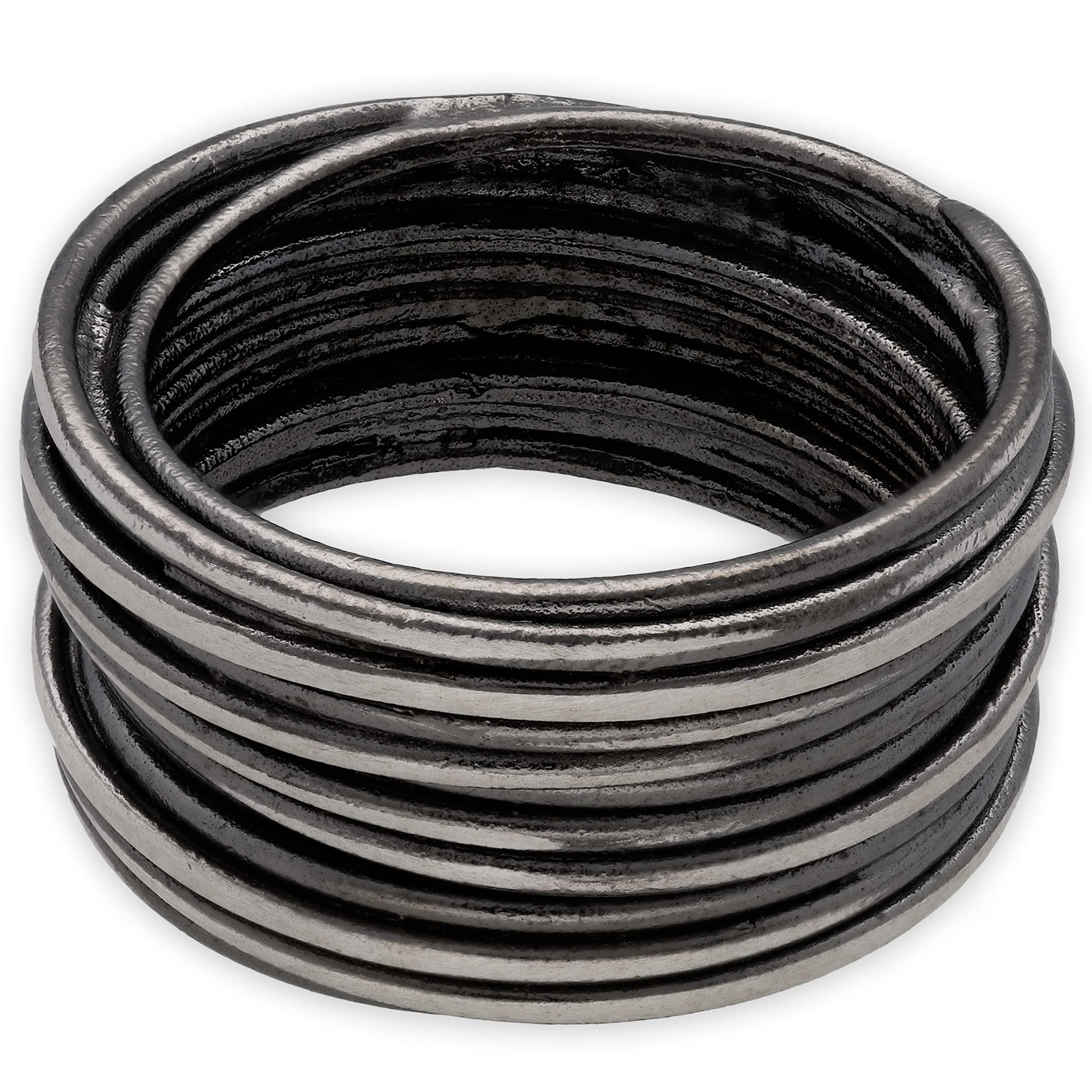 Handmade Sterling Silver Statement Ring for Men - Minimalist Black Band Wrap Ring, Punk Wedding Jewelry | Unique Gift for Him, Everyday Wear & Special Occasions