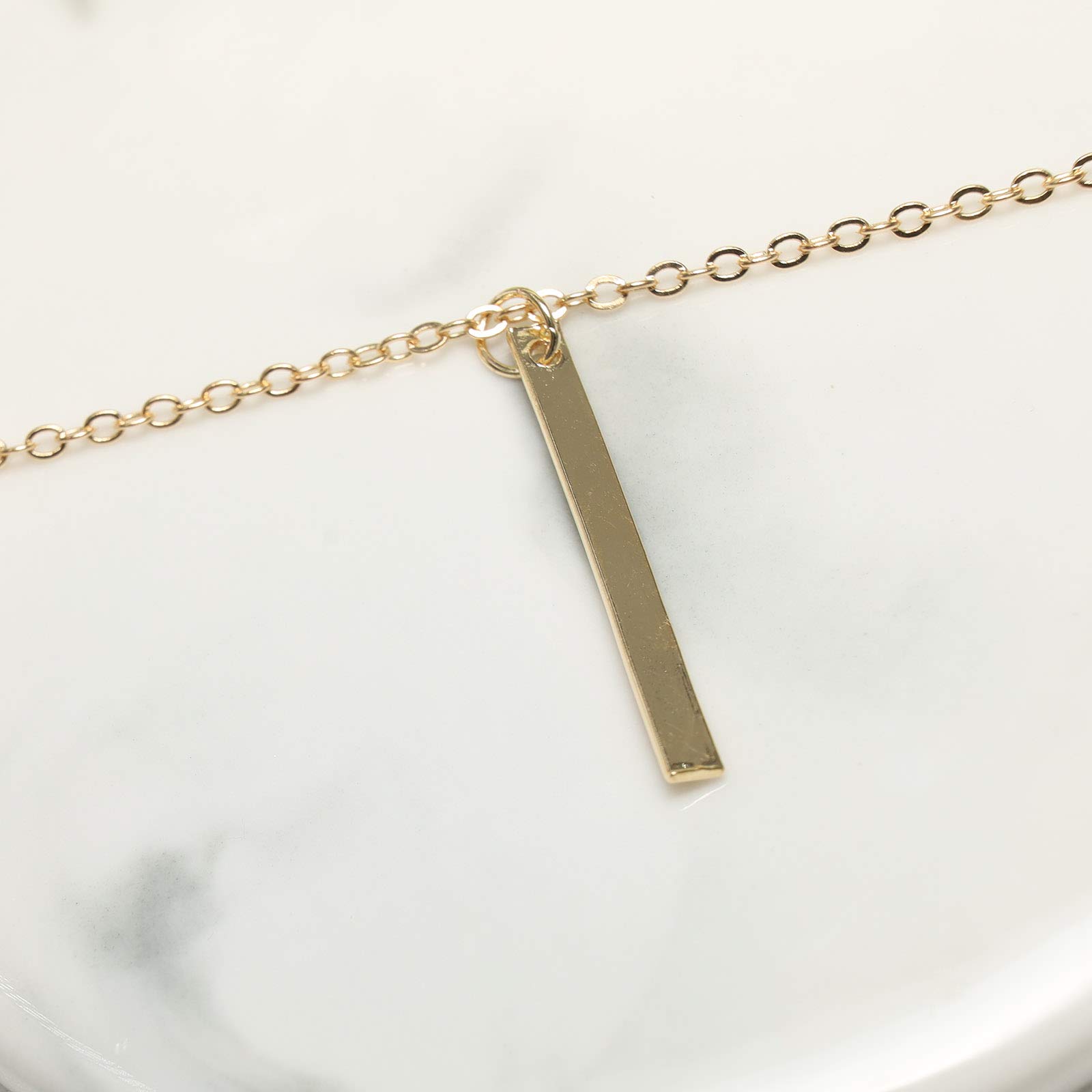 YienDoo Multilayer Gold Sequin Necklace - Round Disc & Vertical Bar Pendant Layered Charm Chain Jewelry for Women and Girls | Perfect for Parties, Weddings, and Everyday Elegance