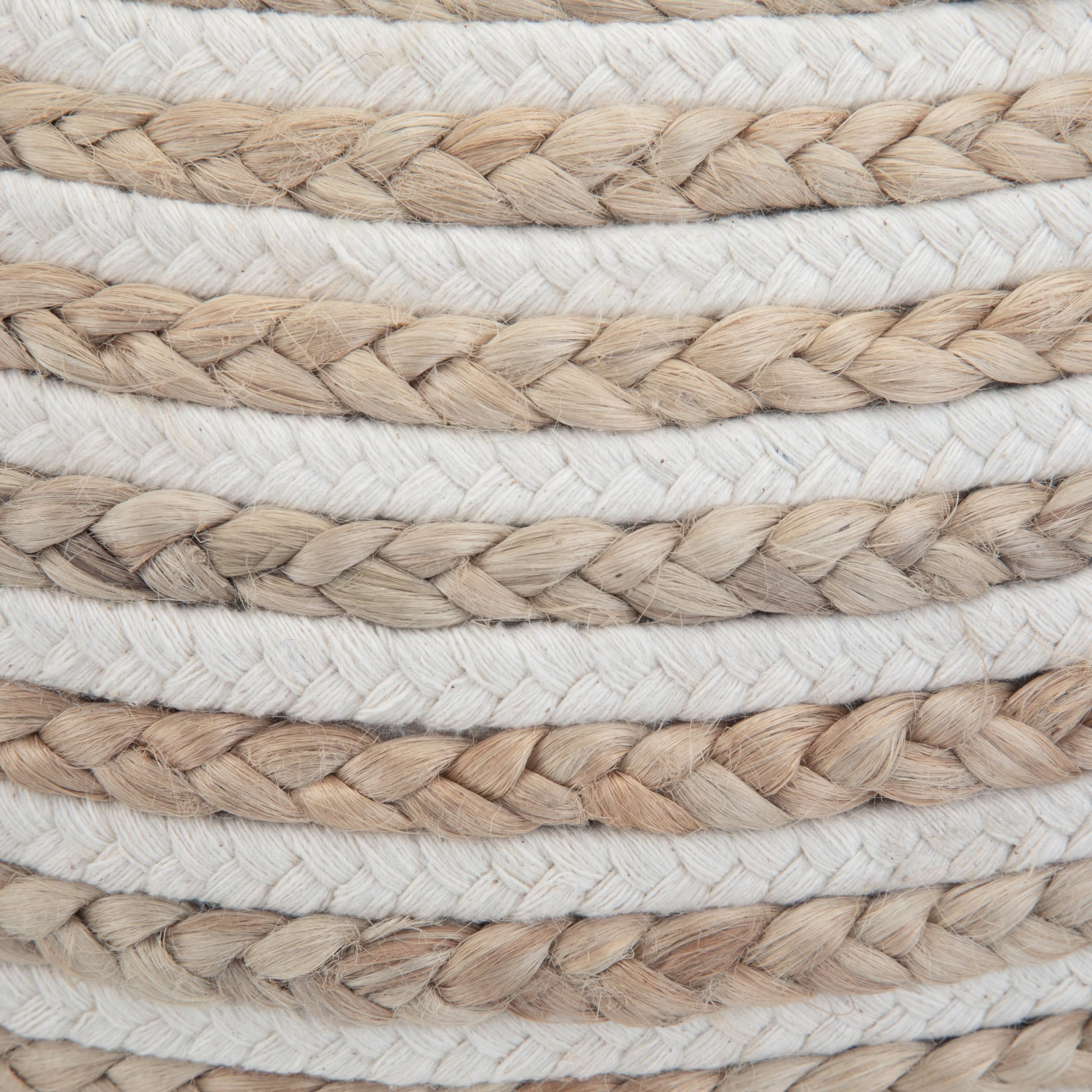 SIMPLIHOME Yolanda Round Pouf Ottoman - Natural Hand Braided Jute & Cotton Footstool for Living Room, Bedroom, Nursery | Boho Chic Decor, Extra Seating & Cozy Footrest - Perfect for Reading Nooks, Dorm Rooms & Small Spaces