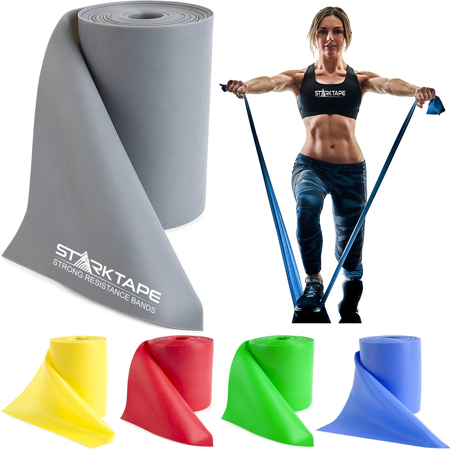 Premium Resistance Bands Set - 8, 16, 25, 50 Yards Bulk Rolls | Latex-Free Therapy Elastic Bands for Home Workouts, Yoga, Pilates & Physical Rehab | Ideal for Strength Training, Fitness Classes & Physical Therapy Sessions