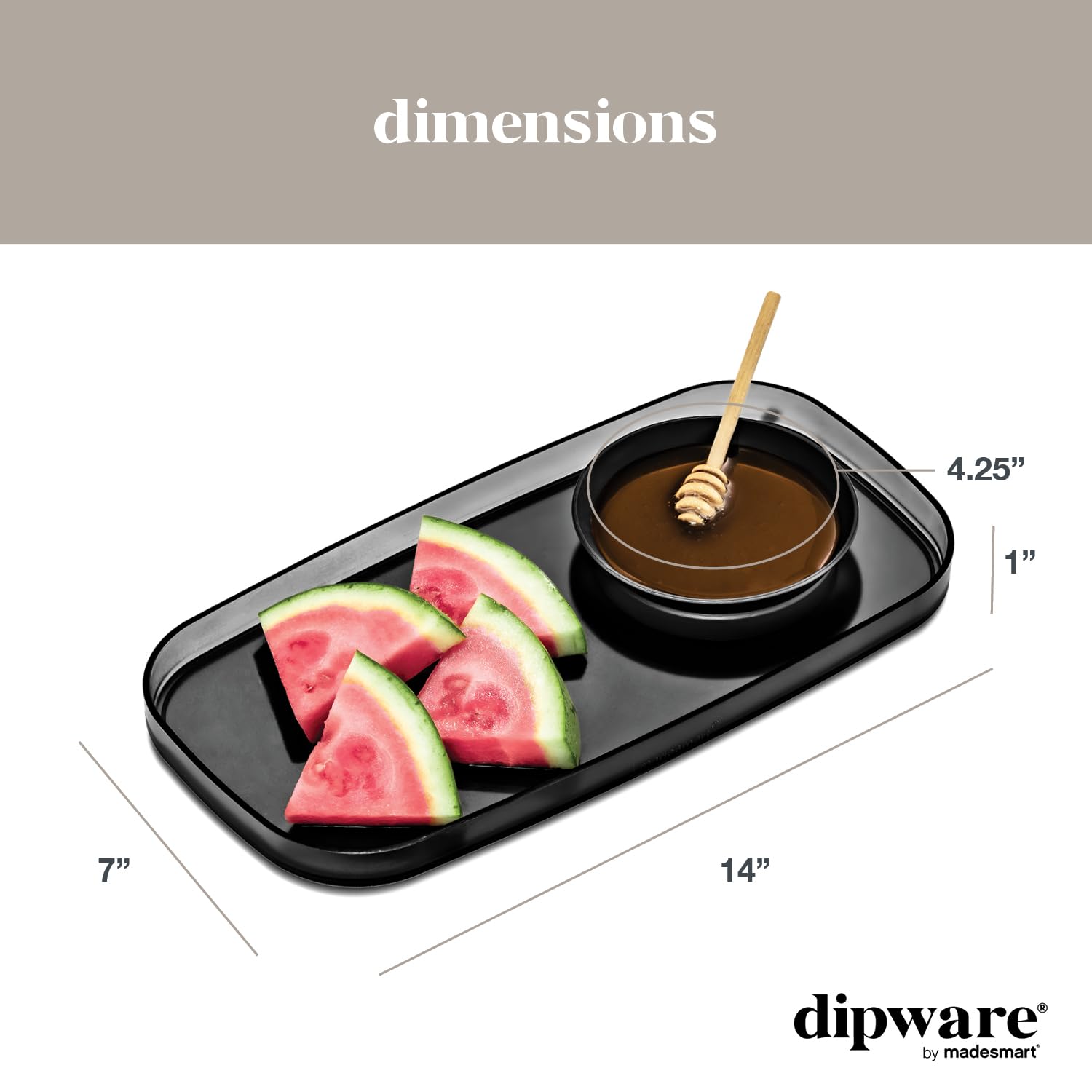 madesmart Dipware Small Serving Tray with Collapsible Removable Dip Bowl - Reusable Multipurpose Appetizer Tray for Snacks, Chips & Dips - Perfect for Parties, Picnics & Entertaining - Translucent Carbon Design