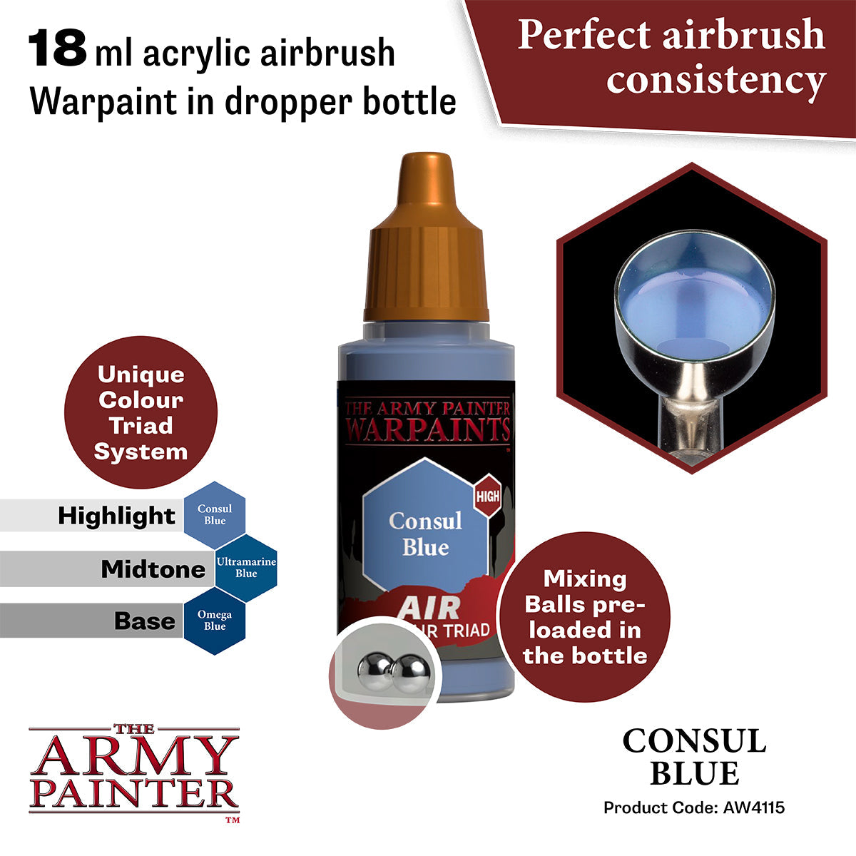 Warpaints Air: Consul Blue - Premium Acrylic Paint for Artists & Hobbyists - Perfect for Canvas, DIY Crafts & Home Decor