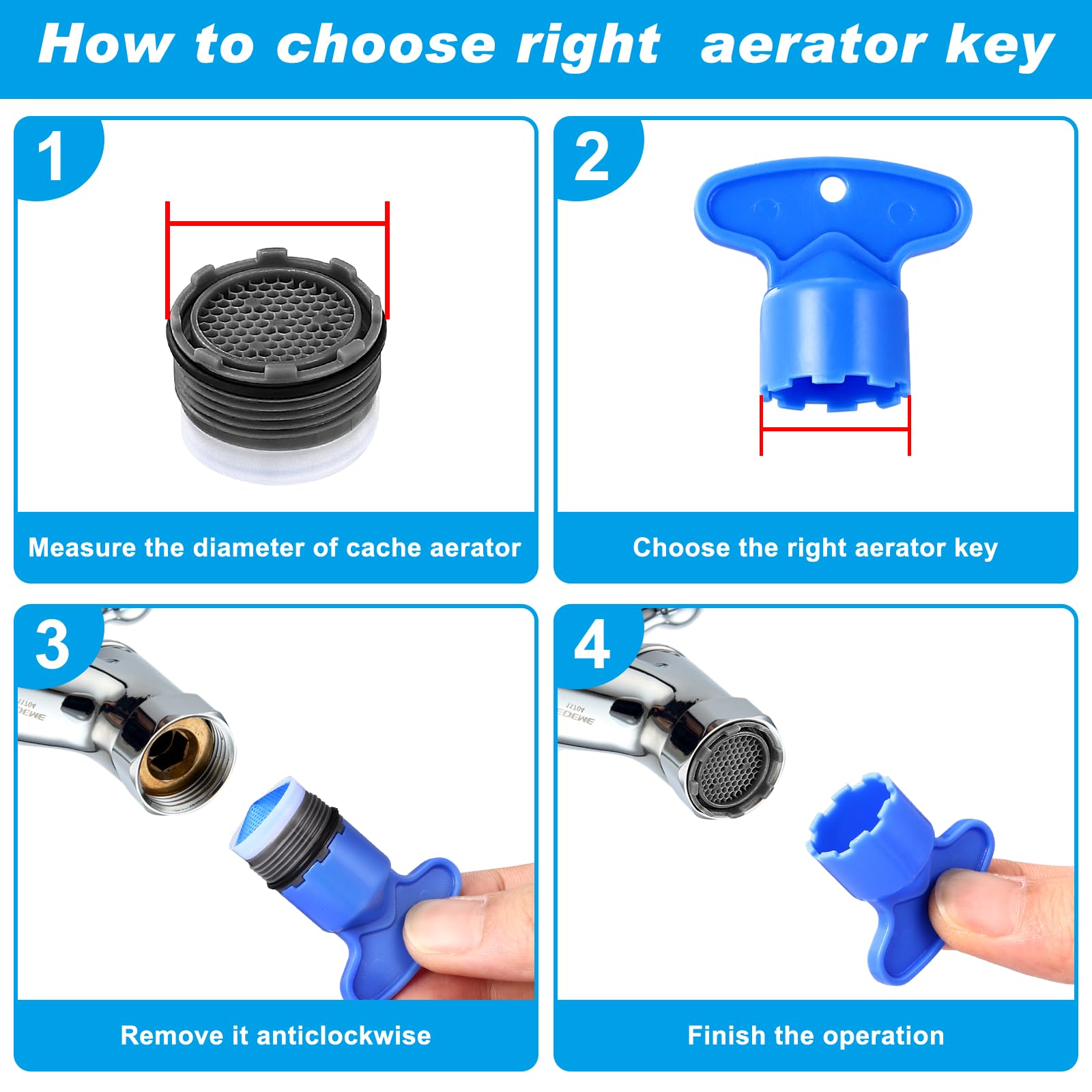 28-Piece Faucet Aerator Kit with 5 Aerator Keys - M16.5, 18.5, 21.5, 24mm Replacement Inserts for Bathroom & Kitchen Sinks - Universal Fit for Water Saving & Splash Prevention