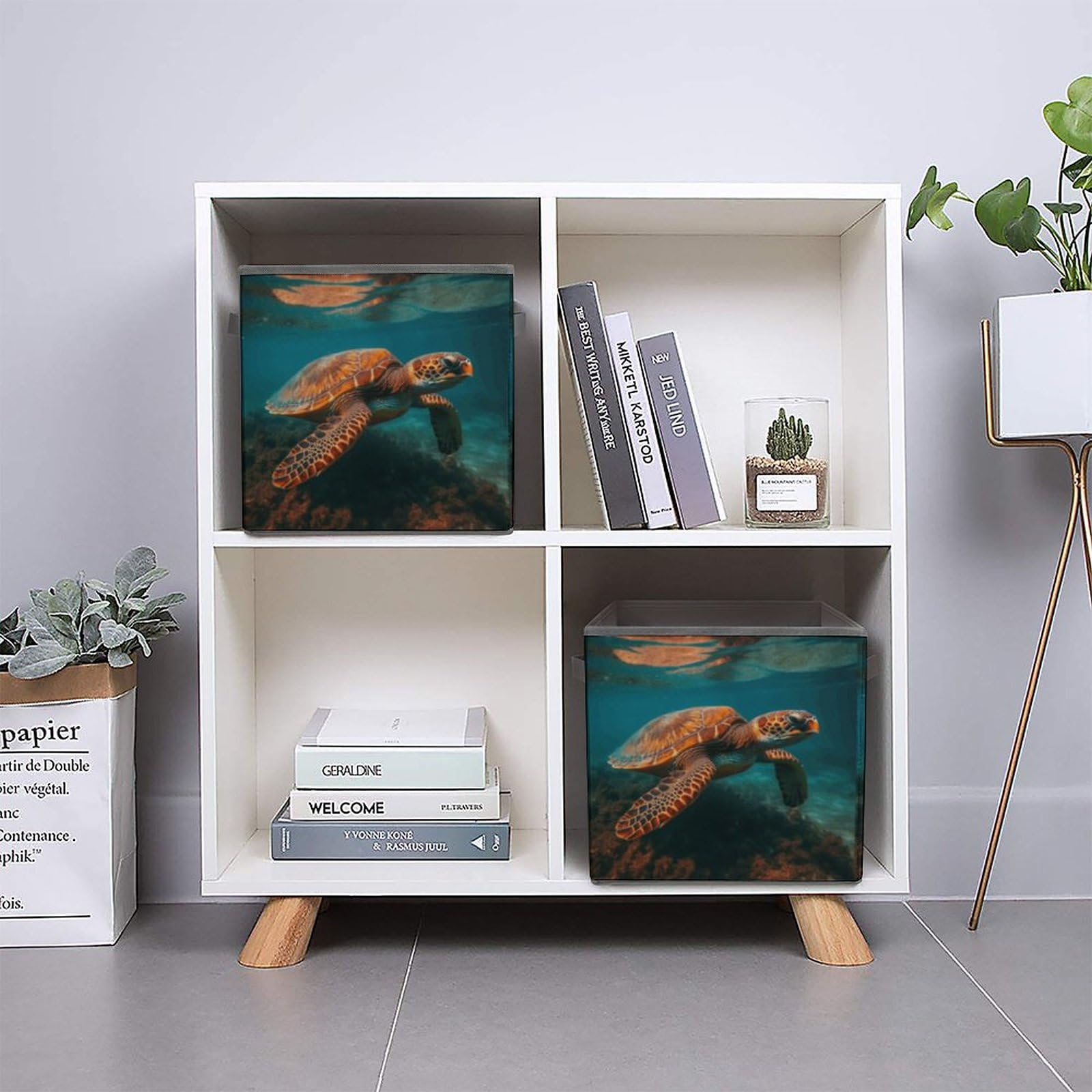 Collapsible Turtle Storage Bins with Handles - Organizing Baskets for Home & Office