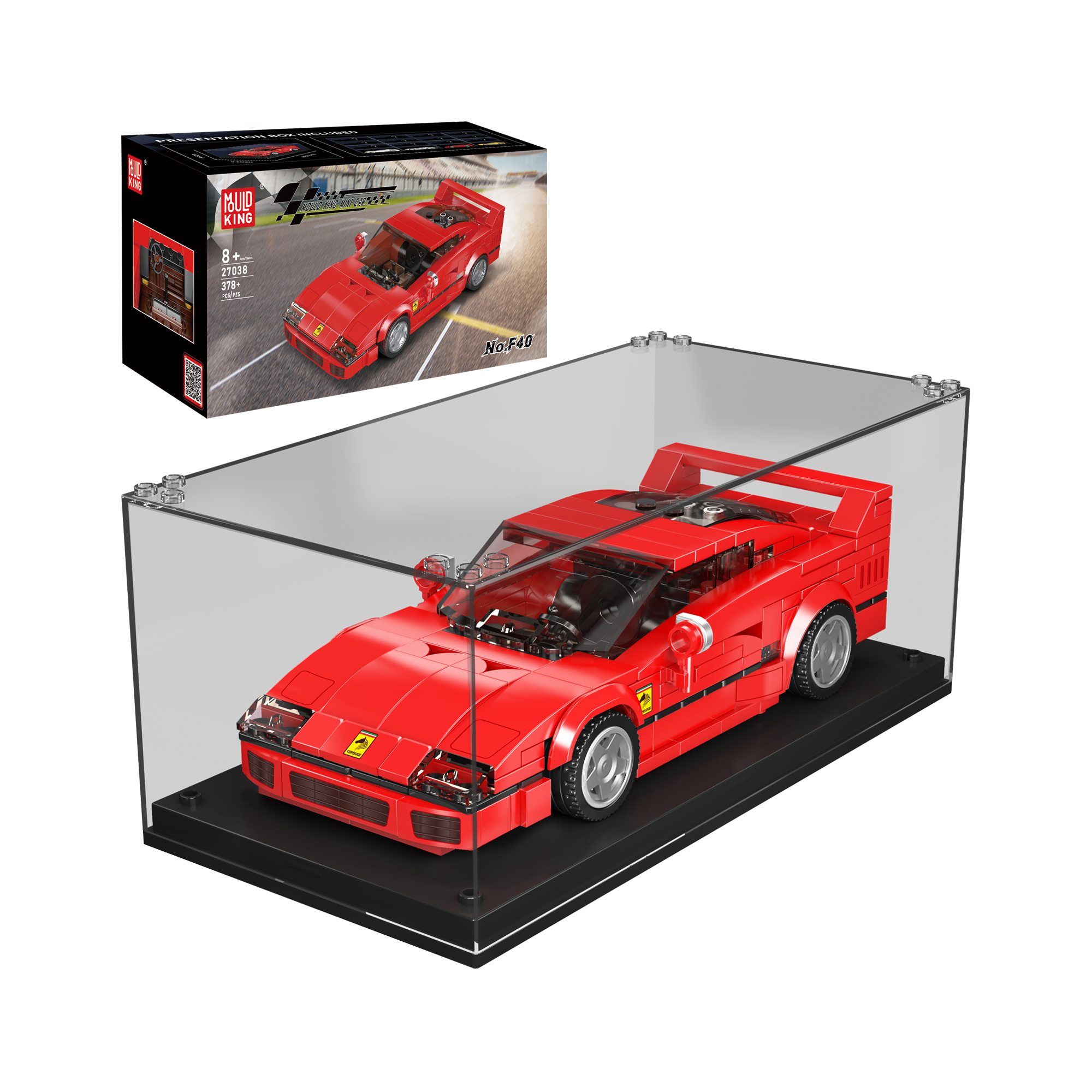 MOULD KING 27038 Rosso Corsa F40 Car Model Building Set - 338 PCS Ferrari Replica for Adults & Teens | STEM Toy, Collectible Display, DIY Gift for Car Enthusiasts | Perfect for Home Decor, Office Display & Birthday Presents