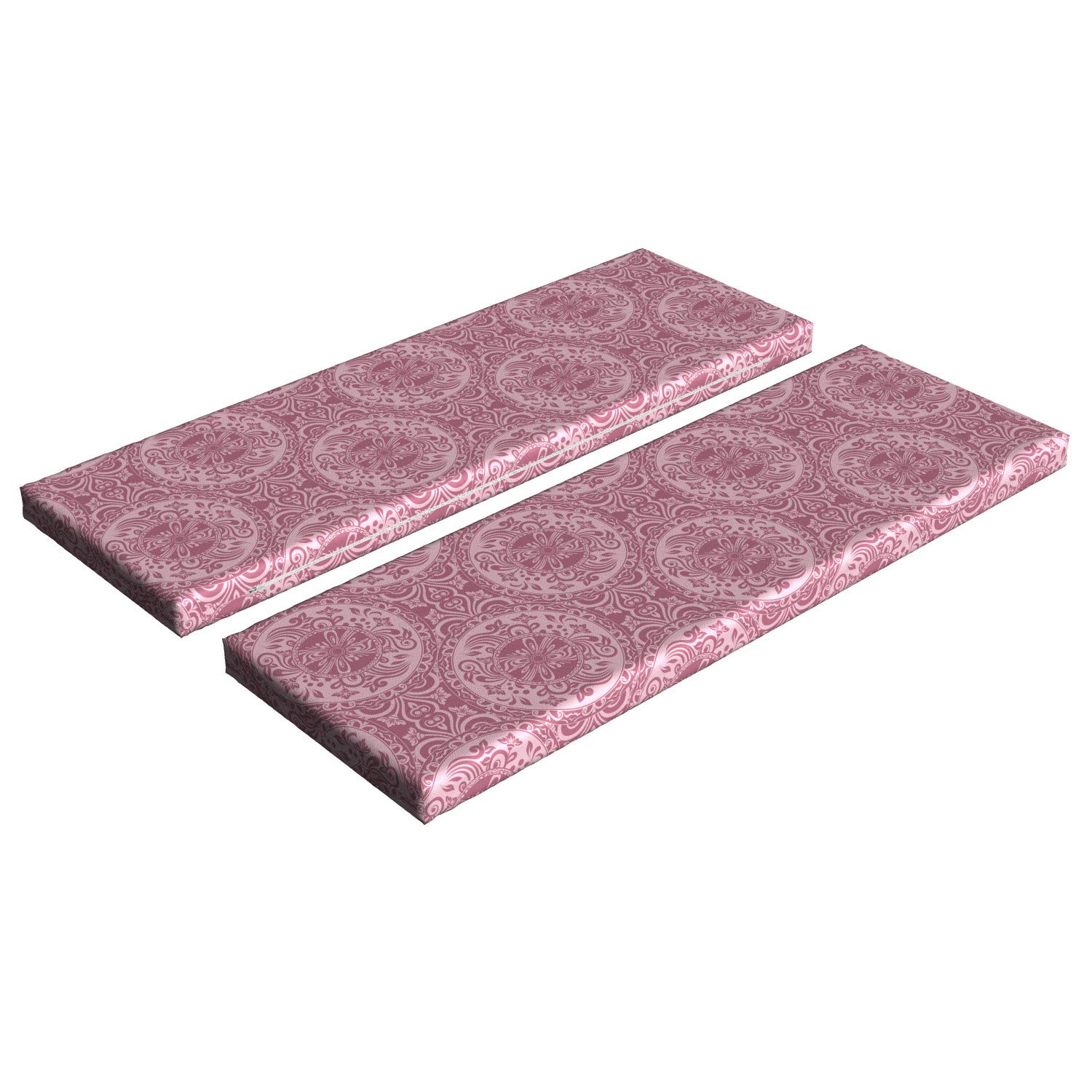 Ambesonne 2-Piece Damask Bench Cushion Set - Monochrome Floral Circle Design with Foam Padding (45