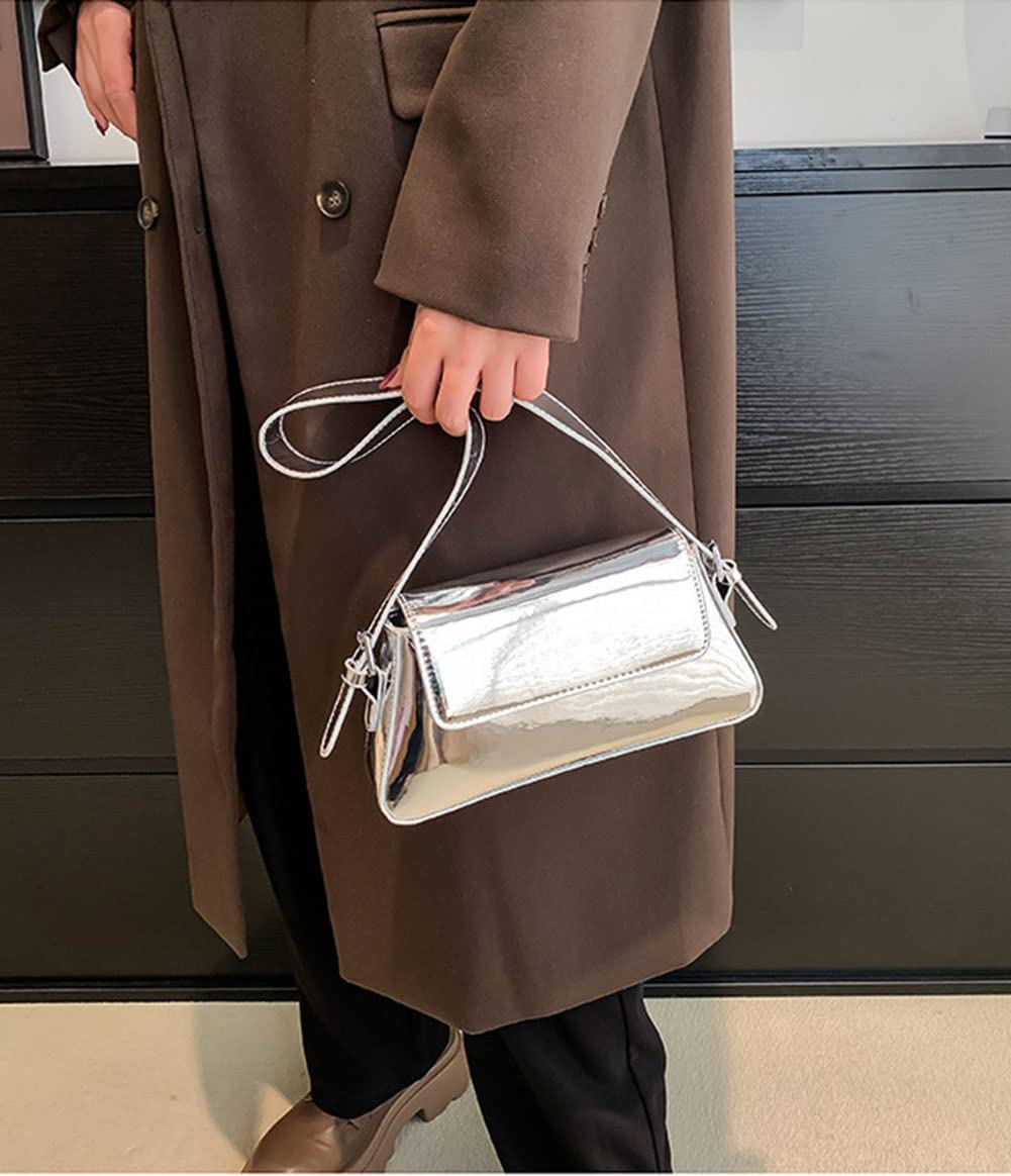 Y2K Women's Silver Evening Hobo Tote Handbag - Fashionable Satchel Clutch & Crossbody Bag for 2024 | Perfect for Parties, Date Nights & Special Occasions