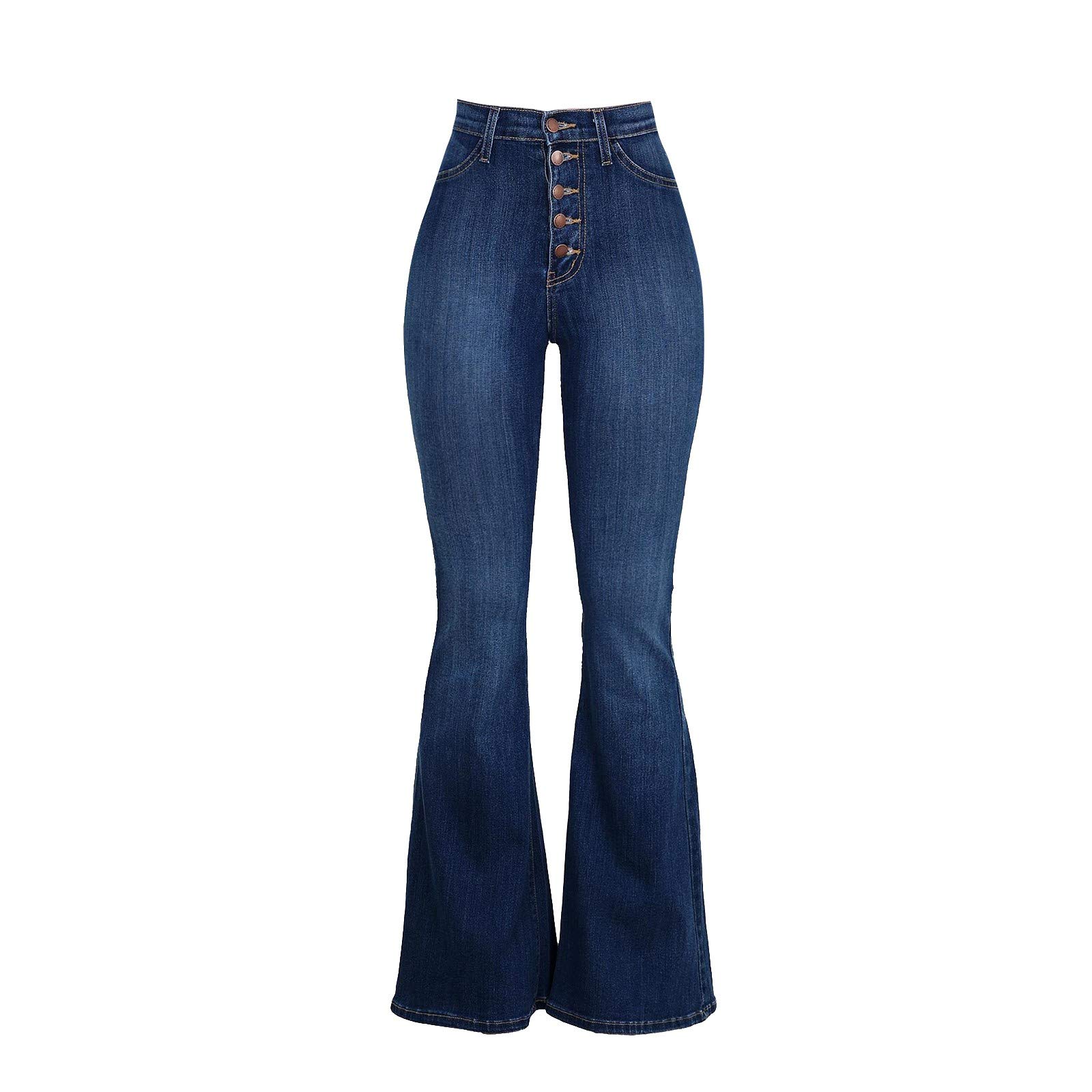 Women's Stretchy High Waisted Flared Jeans - Classic Bell Bottom Bootcut Denim Pants for Casual Streetwear | Perfect for Everyday Wear & Night Out