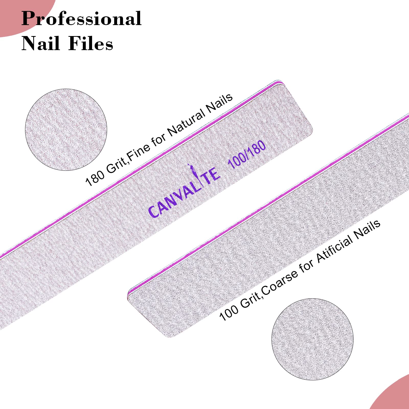 Professional Reusable Nail File - Canvalite Emery Board for Home & Salon (100/180 Grit) - Perfect for Manicures & Pedicures