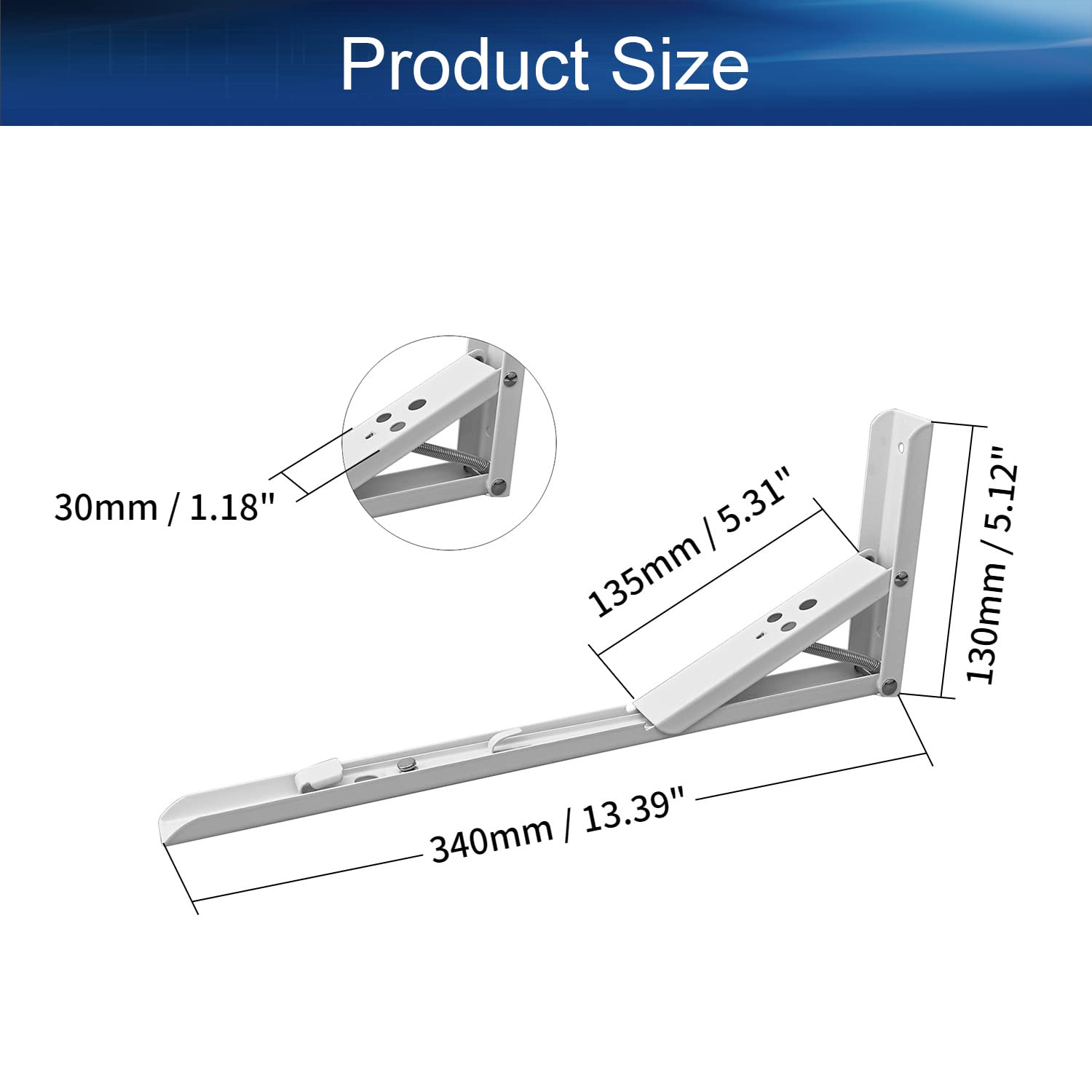 Yinpecly 90 Degree Angle Bracket - Heavy Duty Folding Corner Brace (13.39 x 5.12 Inch) for Wall Mounted Shelves, Spring Loaded Shelf Joint, Decorative Corner Support - 2PCS - Perfect for Home Organization & DIY Projects