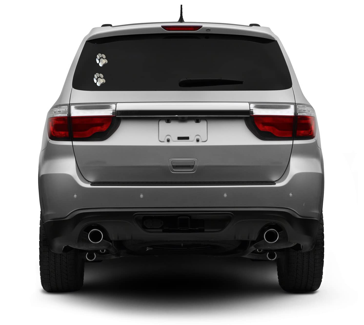 LZLRUN 2 Pack 3D Chrome Car Stickers - Dog Paw Print Decals for Car Bumper, Window, Laptop | Durable Adhesive Decoration for Vehicles, Tech & Home Use (Silver) | Perfect for Pet Lovers & Auto Enthusiasts