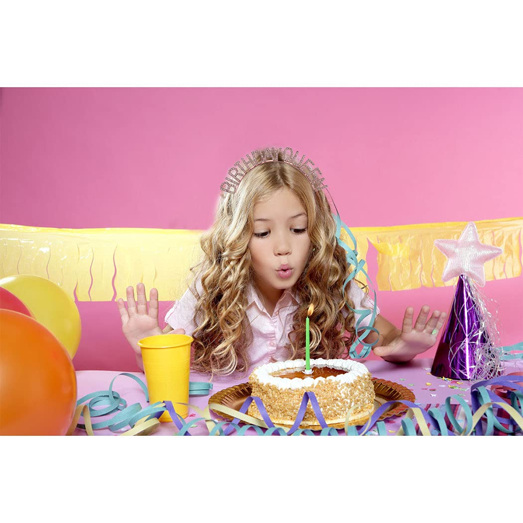 Rose Gold Birthday Queen Crown & Sash Set for Women & Girls - Sparkling Rhinestone Tiara Headband with 'Happy Birthday' Accessories - Perfect for Birthday Parties, Princess Themes & Special Celebrations