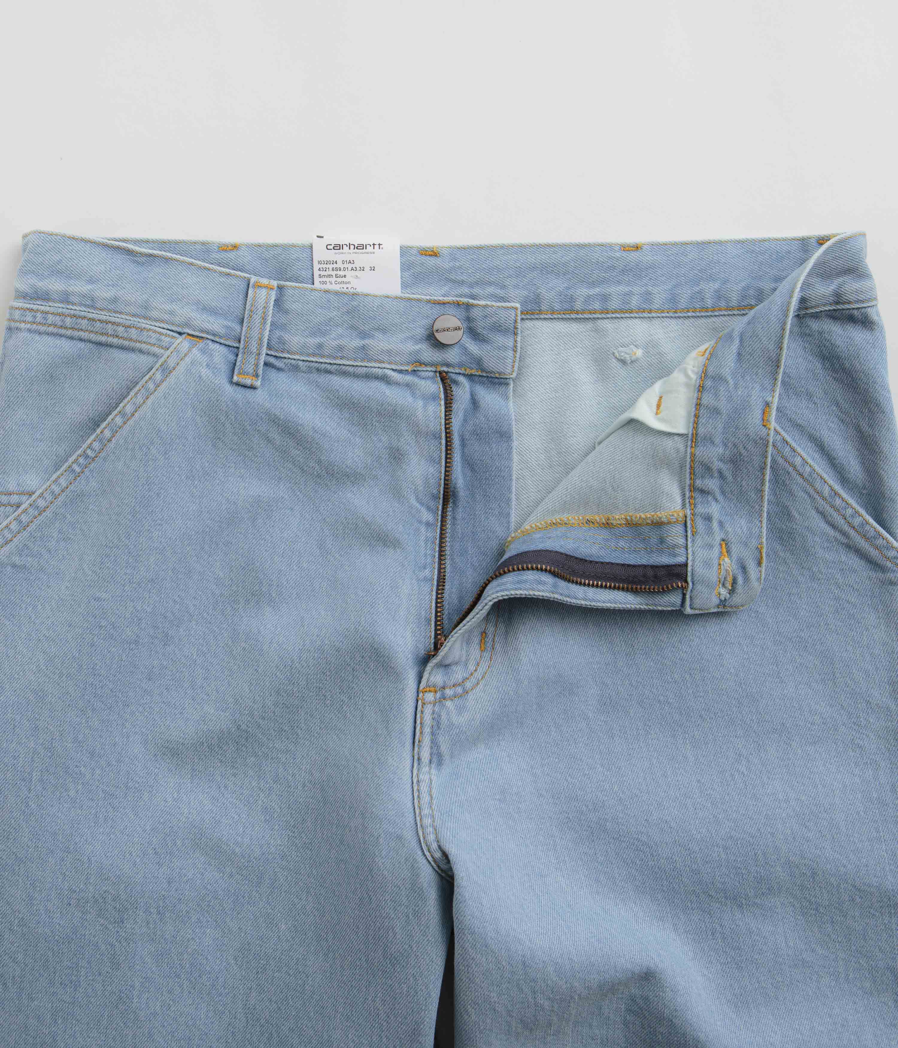 Carhartt Heavy Stone Bleached Blue Denim Single Knee Work Pants - Durable & Comfortable for Construction, Farming & Outdoor Work