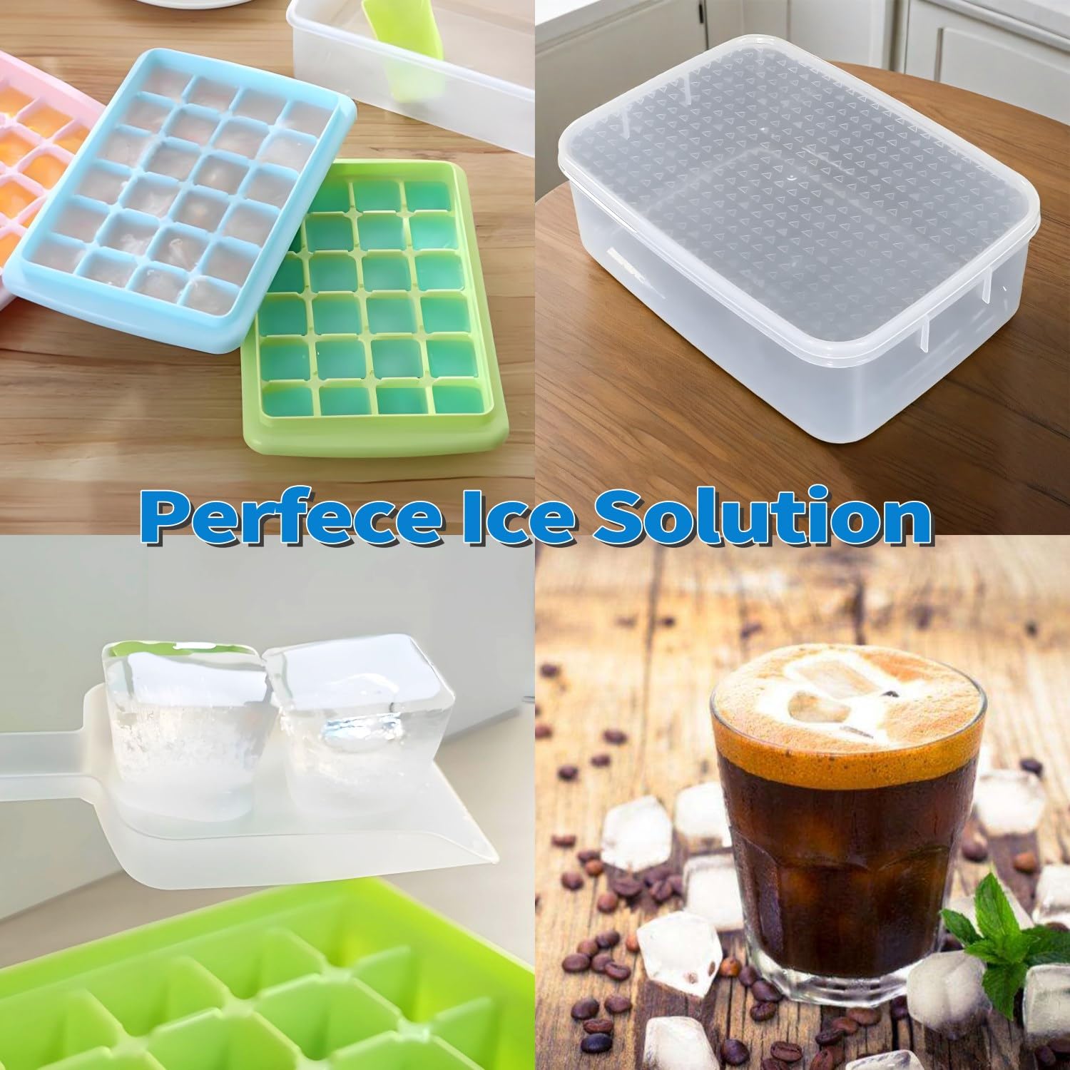 ARTLEO Large Ice Cube Trays with Lid & Storage Bin - 2 Pack (48 Cubes) | BPA Free, Easy Release, Spill-Proof Cover & Scoop Included | Perfect for Cocktails, Whiskey, and Party Drinks