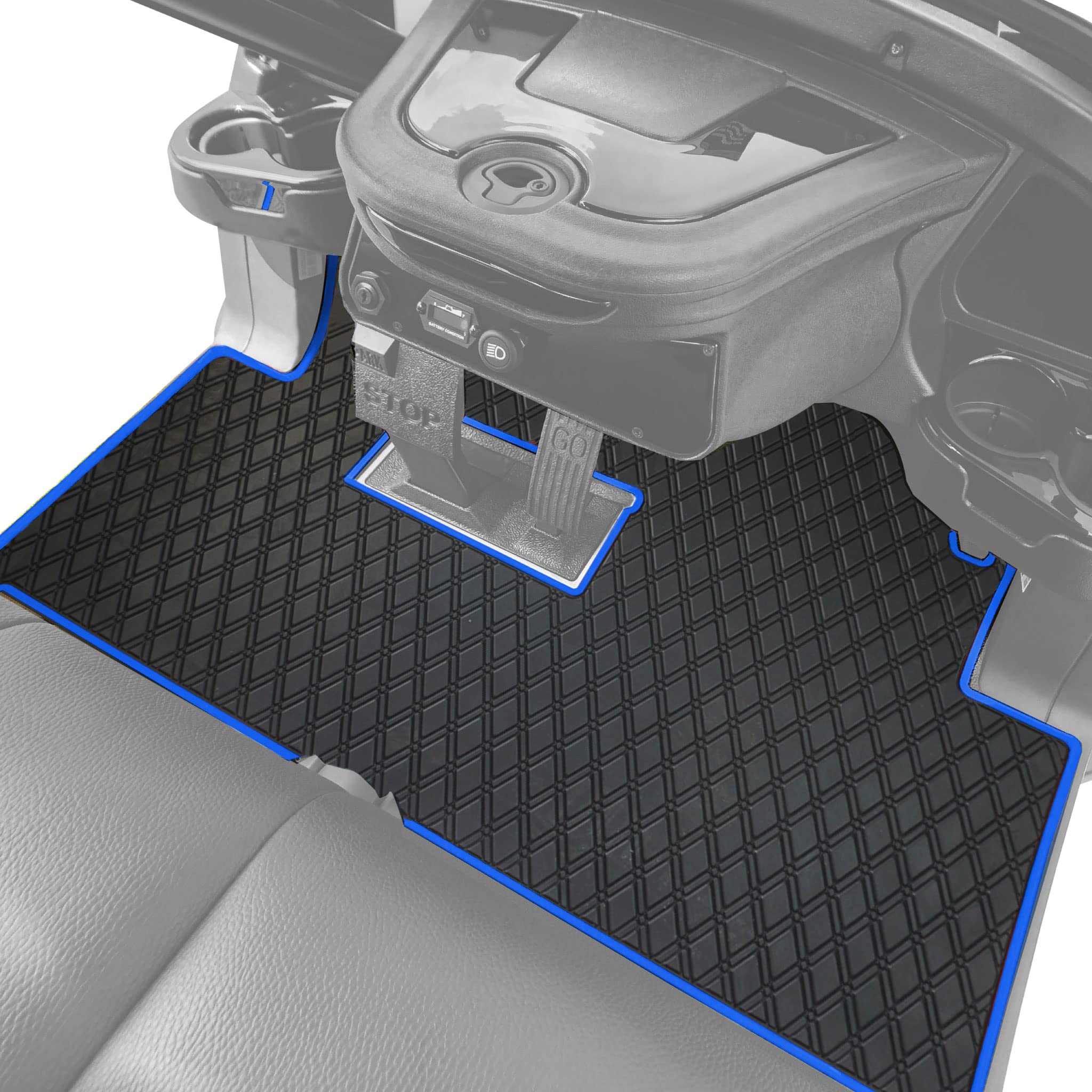 Xtreme Mats Club Car Golf Cart Floor Mat - Heavy Duty Rubber Liner for Precedent (2004-2024+), Onward, Tempo (2017-2024+), Villager & V4L (2019-2024+) - Blue Trim - Perfect for Golfing, Camping & Outdoor Adventures