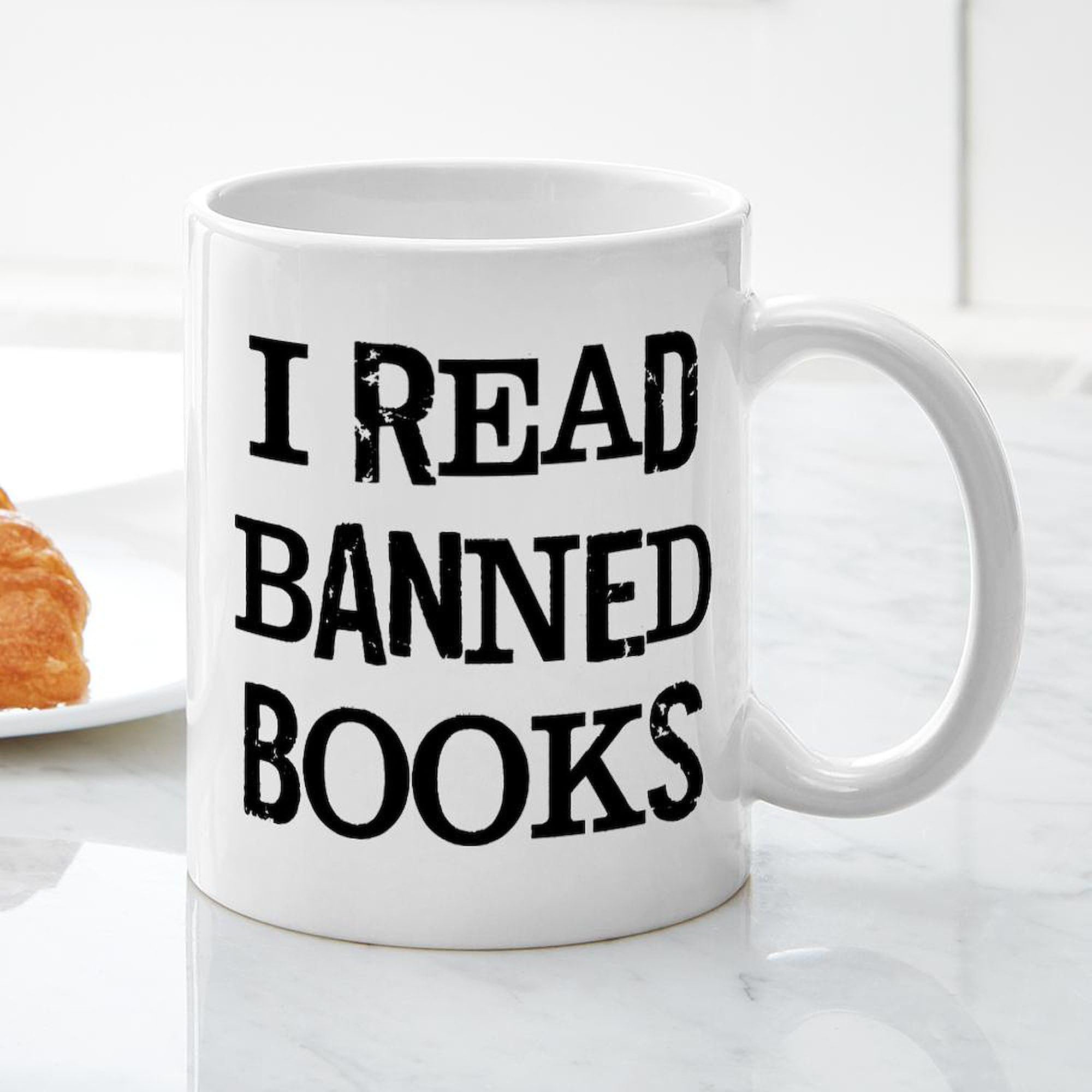 Banned Books 11 oz Ceramic Coffee Mug (325 ml) - Novelty Book Lover Gift for Readers, Writers & Teachers - Perfect for Home, Office & Library Use - CafePress