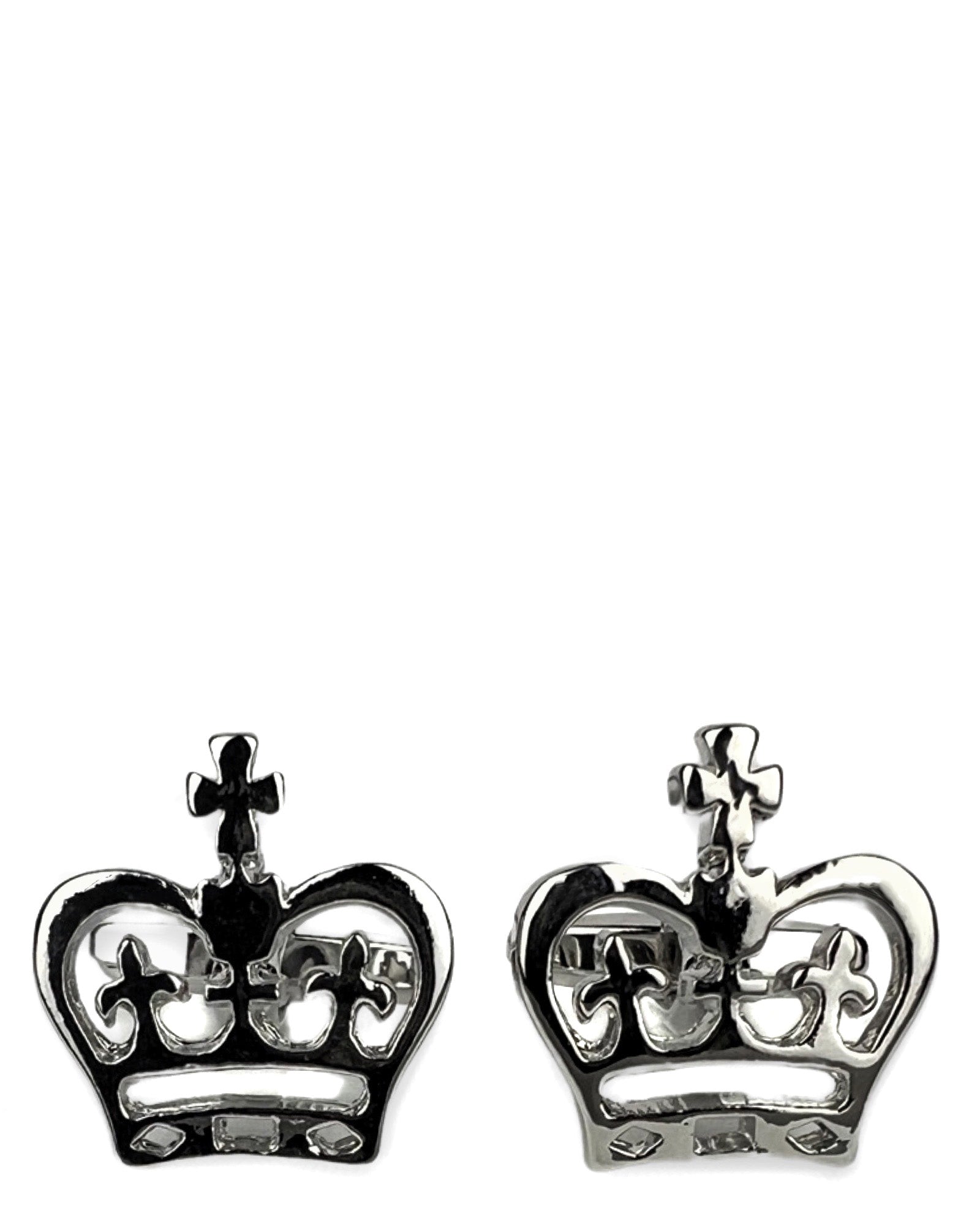 DÉCLIC Silver Crown Cufflinks for Men - Elegant Royal Style Dress Shirt Accessories for Weddings, Formal Events & Business Occasions