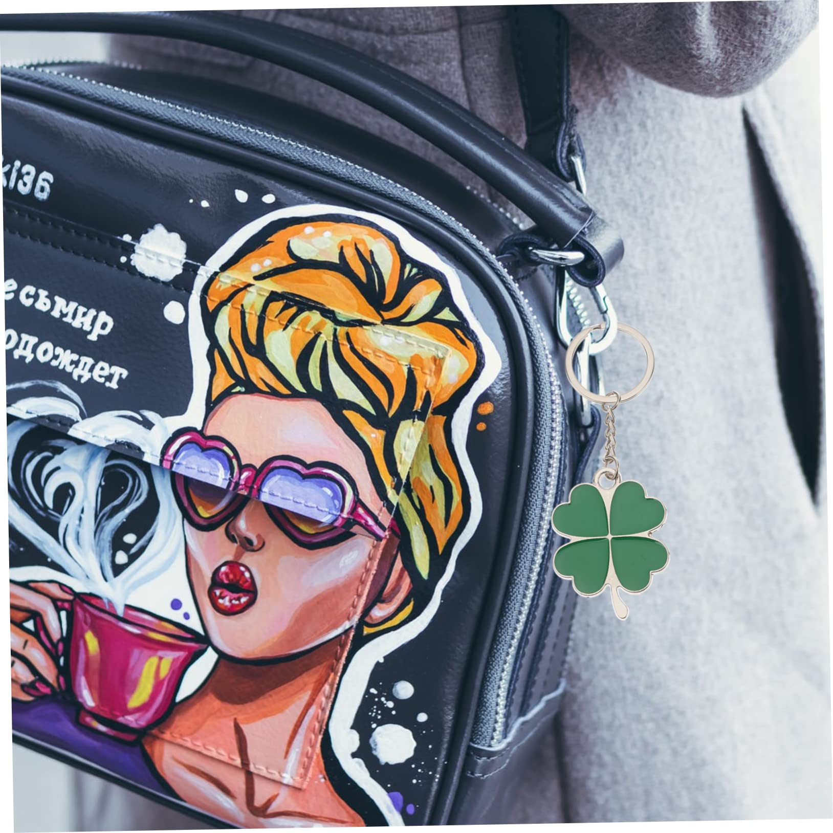 Lucky Four Leaf Clover Keychain - Metal Shamrock Keyring with Green Leaf Pendant Charm for St. Patrick's Day Gifts, Irish Decor & Good Luck Accessories | Perfect for Keychains, Backpacks, Gifts & Party Favors