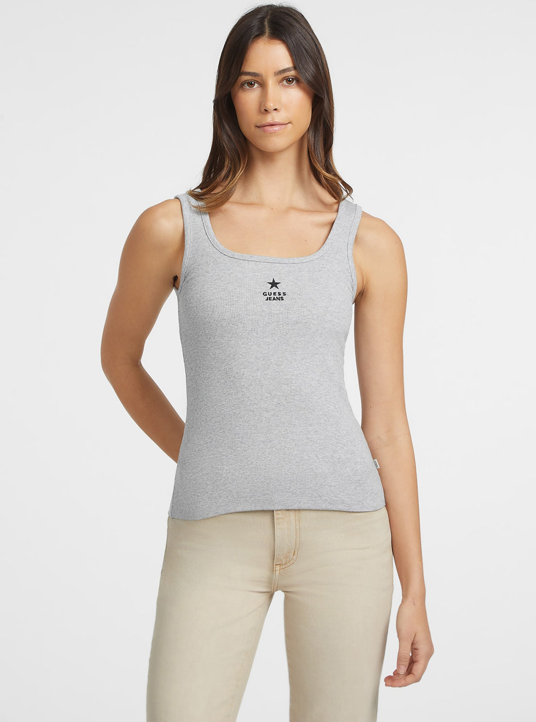 Guess Women's Grey Slim Fit Tank Top - Casual Summer Wear for Outfits & Layering