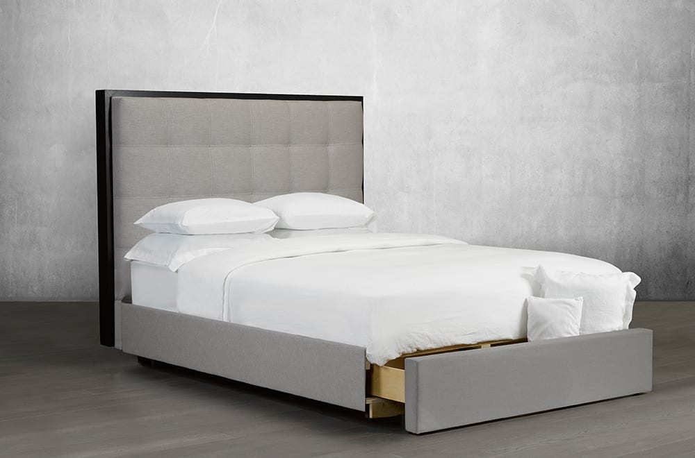 Classic Tufted Headboard Bed with Stained Wood Trim - Elegant Bedroom Furniture for Master Suite, Guest Room & Cozy Home Decor