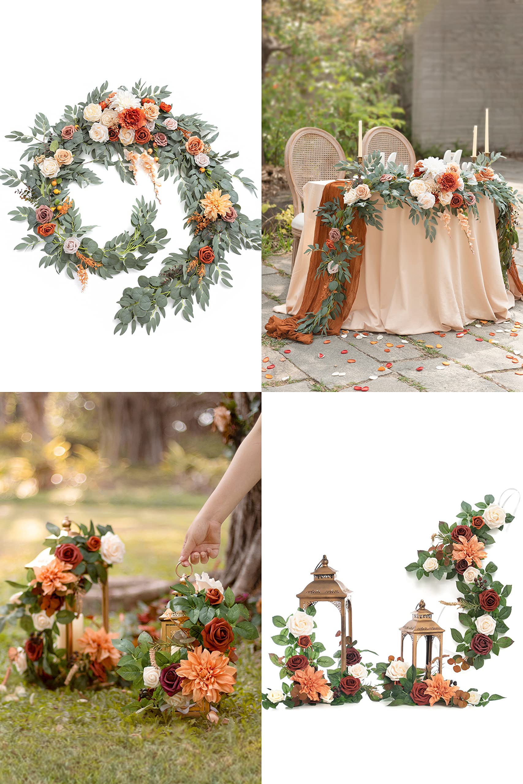 Ling's Moment Wedding Table Centerpiece Set - 9ft Floral Garland for Head Table Decor & 6-Piece 2ft Garland Arrangements for Reception Tables | Perfect for Romantic Weddings, Bridal Showers & Anniversary Celebrations