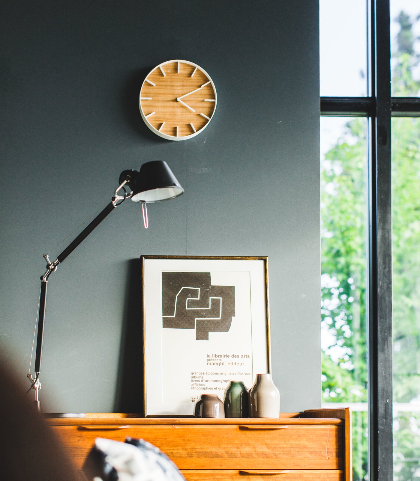 Modern Wall Clock - Steel & Wood Design for Home, Office, or Living Room Decor | Silent Non-Ticking Battery Operated