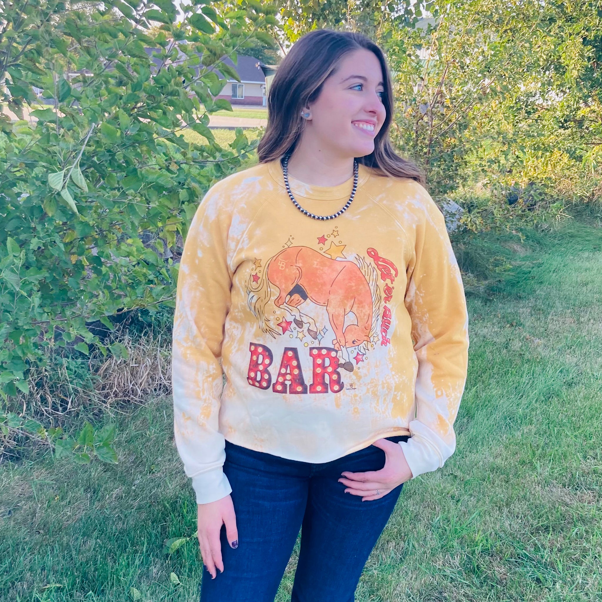 Bronc Let Er Buck Sweatshirt - Western Rodeo Style Pullover for Men & Women | Perfect for Rodeo Events, Country Concerts & Casual Wear