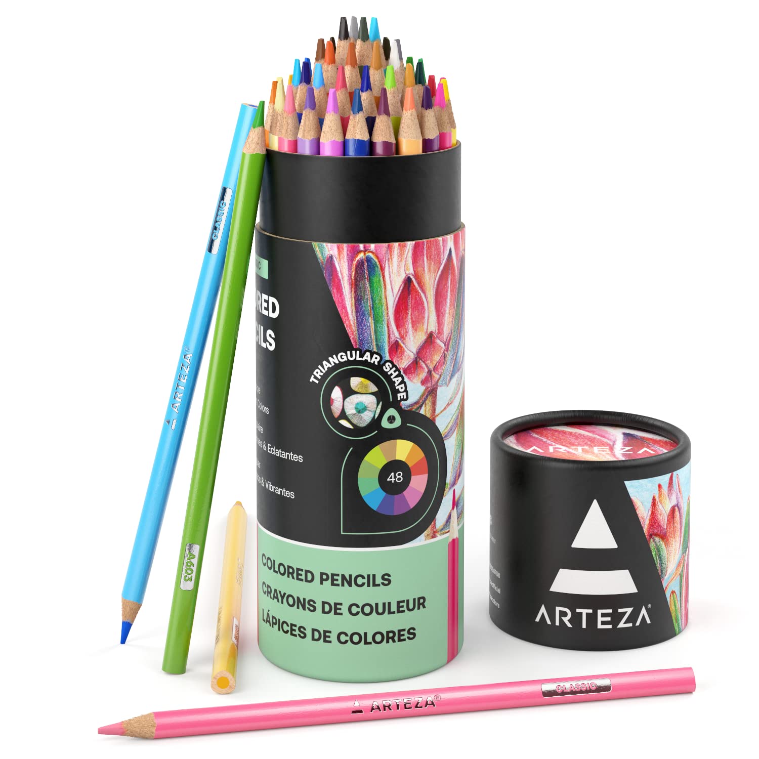 ARTEZA 48 Soft Colored Pencils Set - Highly Pigmented Wax-Based Artist Pencils for Drawing, Sketching & Adult Coloring Books | Perfect for Beginners & Professional Artists