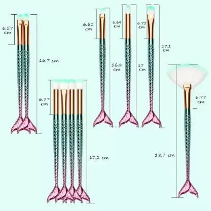 FT Professional 10-Piece 3D Mermaid Makeup Brush Set - Eyeshadow, Eyeliner & Blush Brushes with Free Beauty Blender Sponge | Perfect for Makeup Artists & Beginners | Home, Travel & Professional Use
