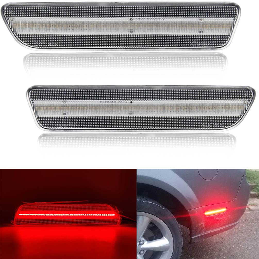 NJSBYL LED Side Marker Lights for Ford Mustang 2005-2009 - Red Rear Turn Signal Lamps with Clear Lens (Left/Right Pair) - Easy Installation & Durable Replacement for Enhanced Night Driving Safety