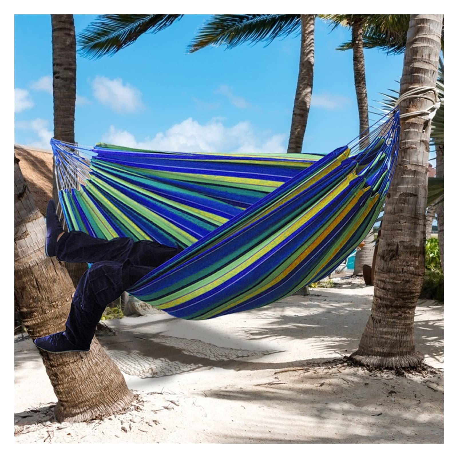 Single & Double Camping Hammock with Mosquito Net - Portable 2 Person Outdoor Hammock for Backpacking, Survival, Travel - Easy Setup Tree Swing Set for Backyard, Beach & Forest Adventures