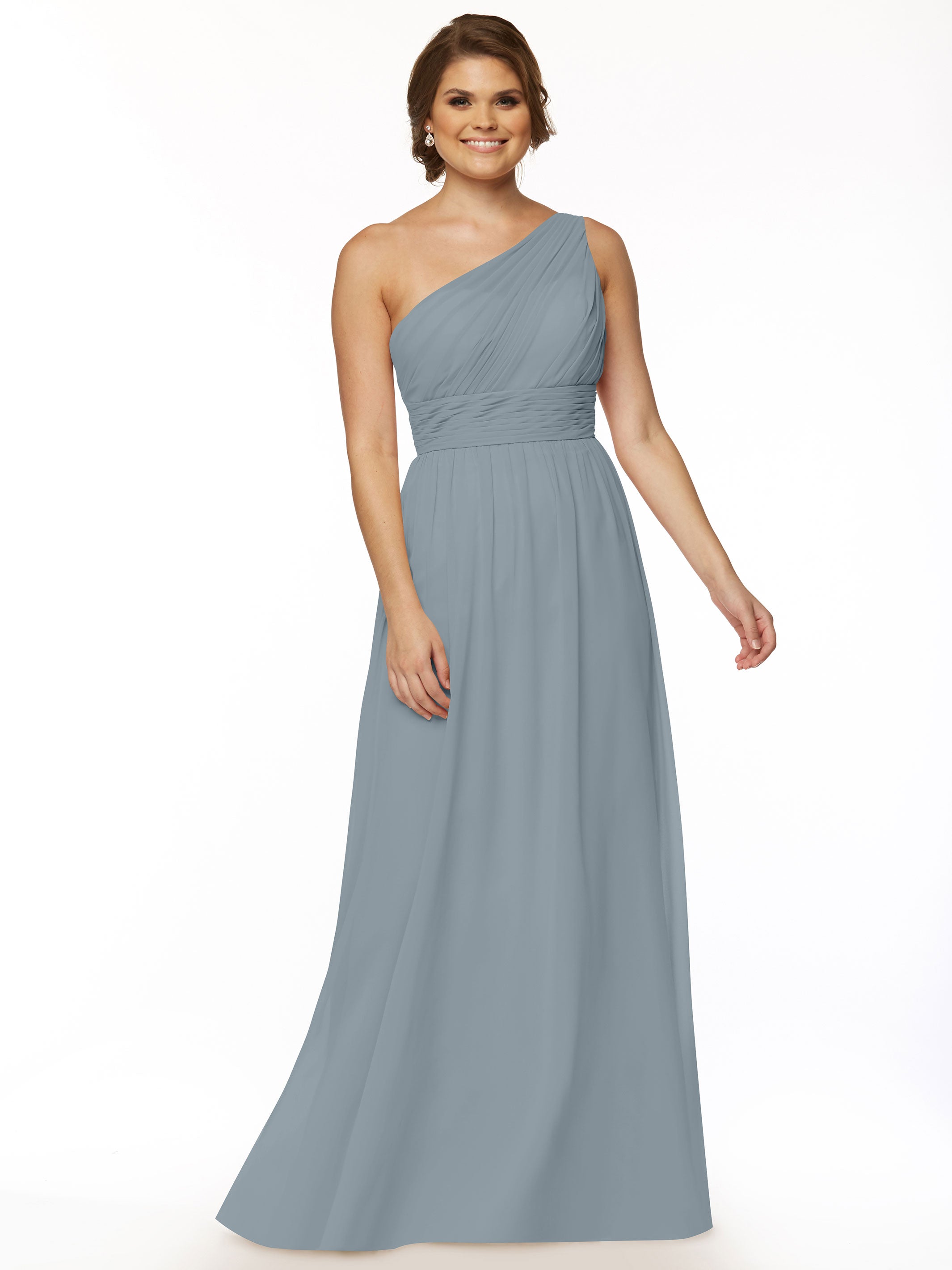 Elegant One Shoulder A-Line Chiffon Bridesmaid Dress with Ruching - Perfect for Weddings, Formal Events & Special Occasions