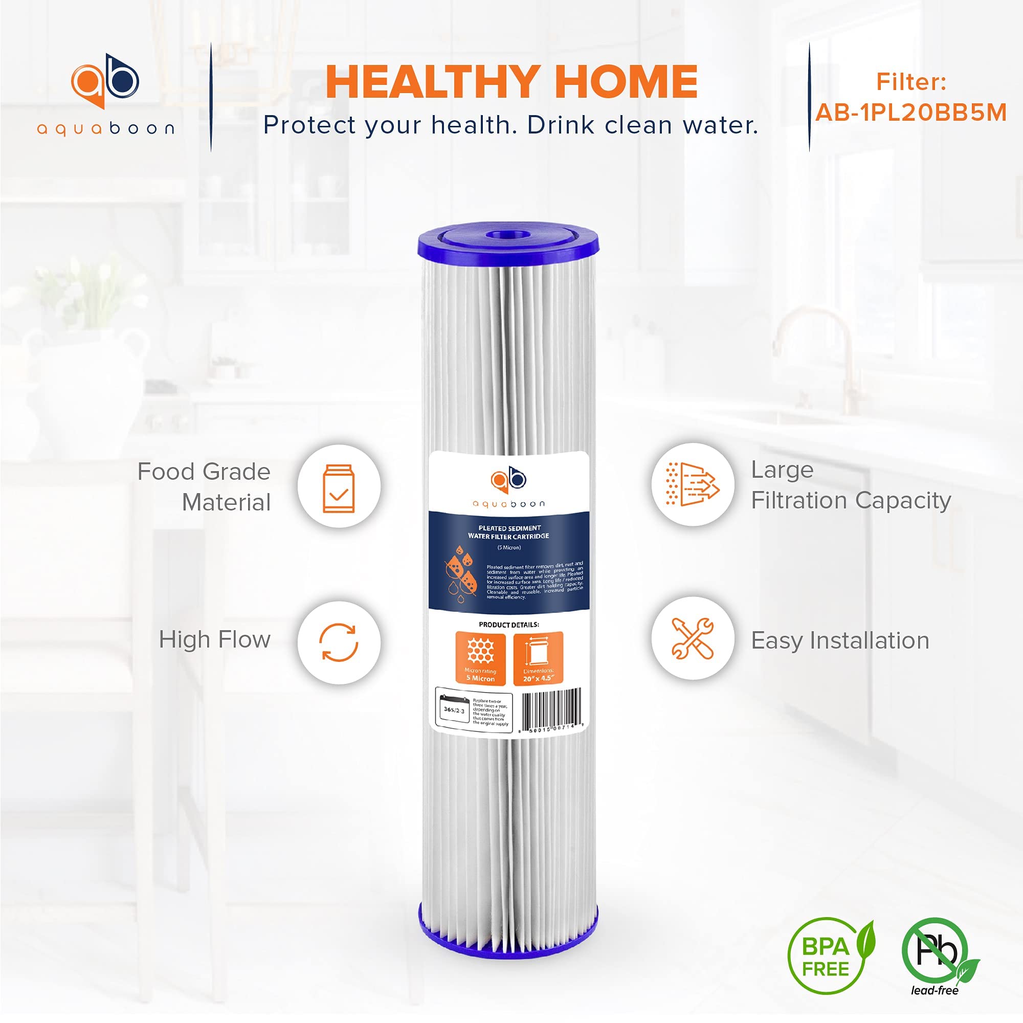 Aquaboon Whole House Sediment Water Filter 4.5