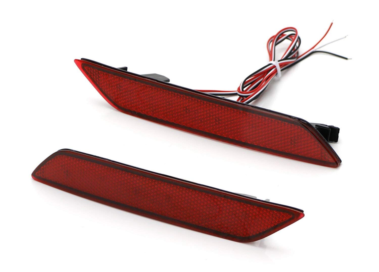 iJDMTOY 60-SMD LED Bumper Reflector Lights - Red Lens for 2013-2015 Honda Civic Sedan | Tail Lights, Brake Lights & Rear Fog Lights Replacement | Enhanced Night Visibility & Safety Driving