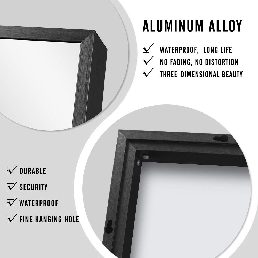 36x24 Black Wall Mirror - Bathroom & Living Room Decor with Aluminum Frame