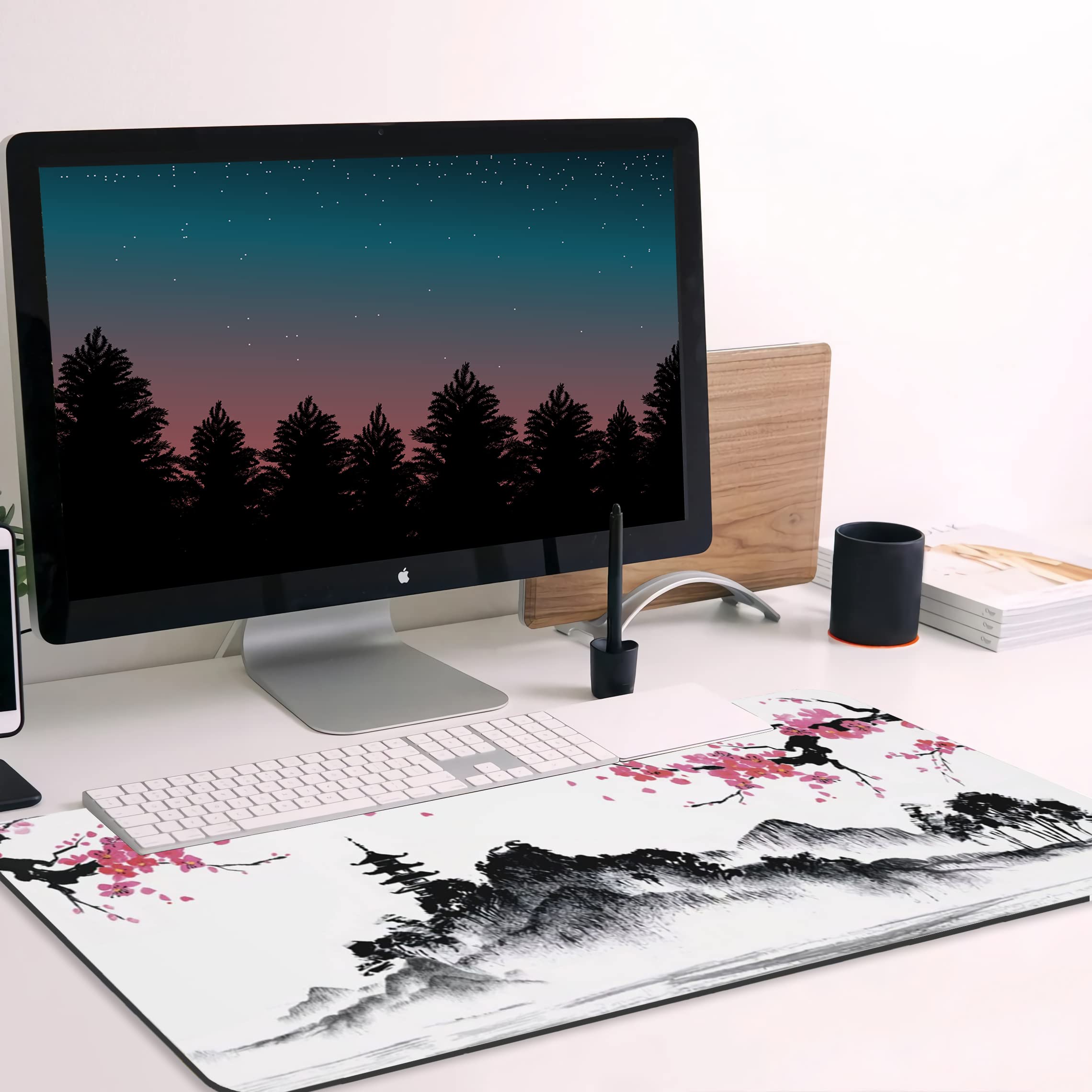 Japanese Cherry Blossom Floral Desk Mat - Large 31.5