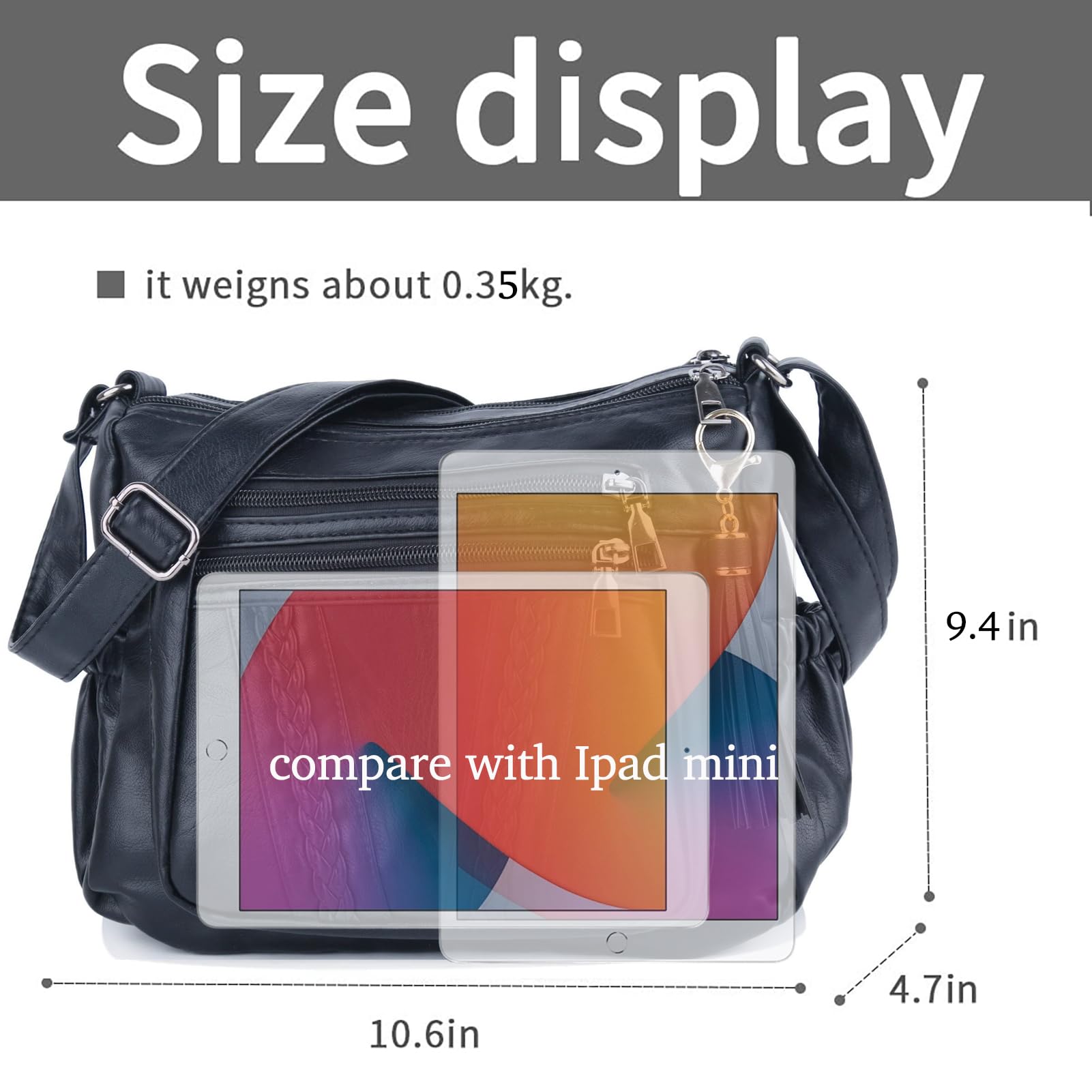 ELDA Women's Crossbody Bag - Soft PU Leather Purse with Multiple Pockets, Stylish Shoulder Handbag for Daily Use, Travel & Shopping