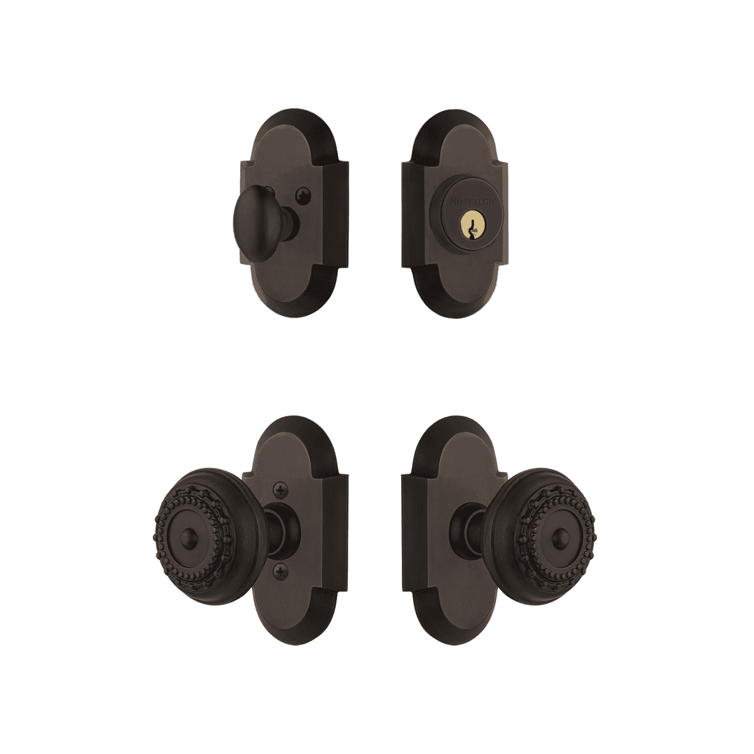 Oil Rubbed Bronze Cottage Entry Set with Meadows Knob - Elegant Front Door Hardware for Home & Garden Decor | Perfect for Farmhouse, Rustic, and Traditional Style Houses