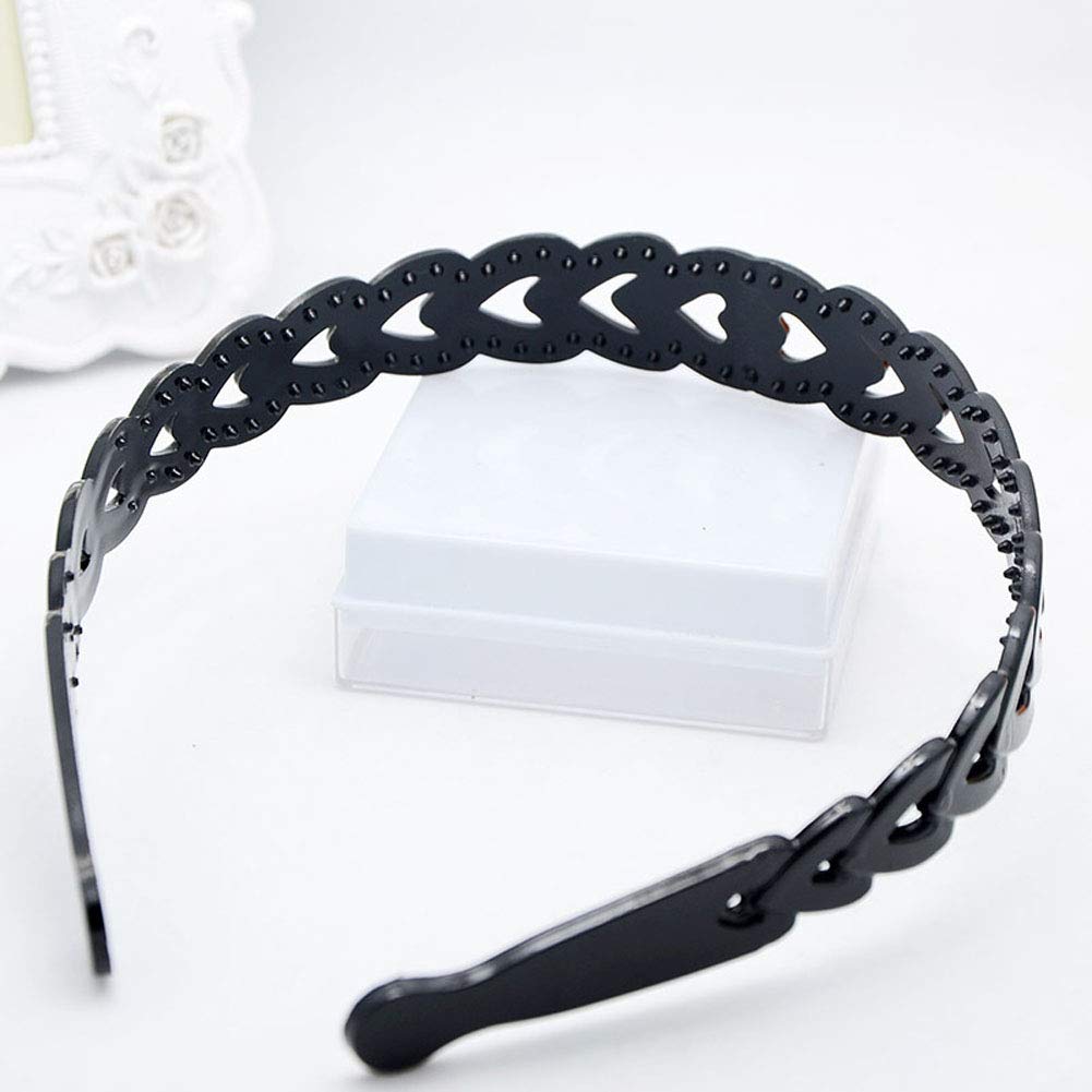 Numblartd 8-Pack Plastic Wide Side Black Hair Bands with Teeth for Men & Women - Fashion Classic Hair Hoops with Comb for Washing Face, Makeup & Daily Styling