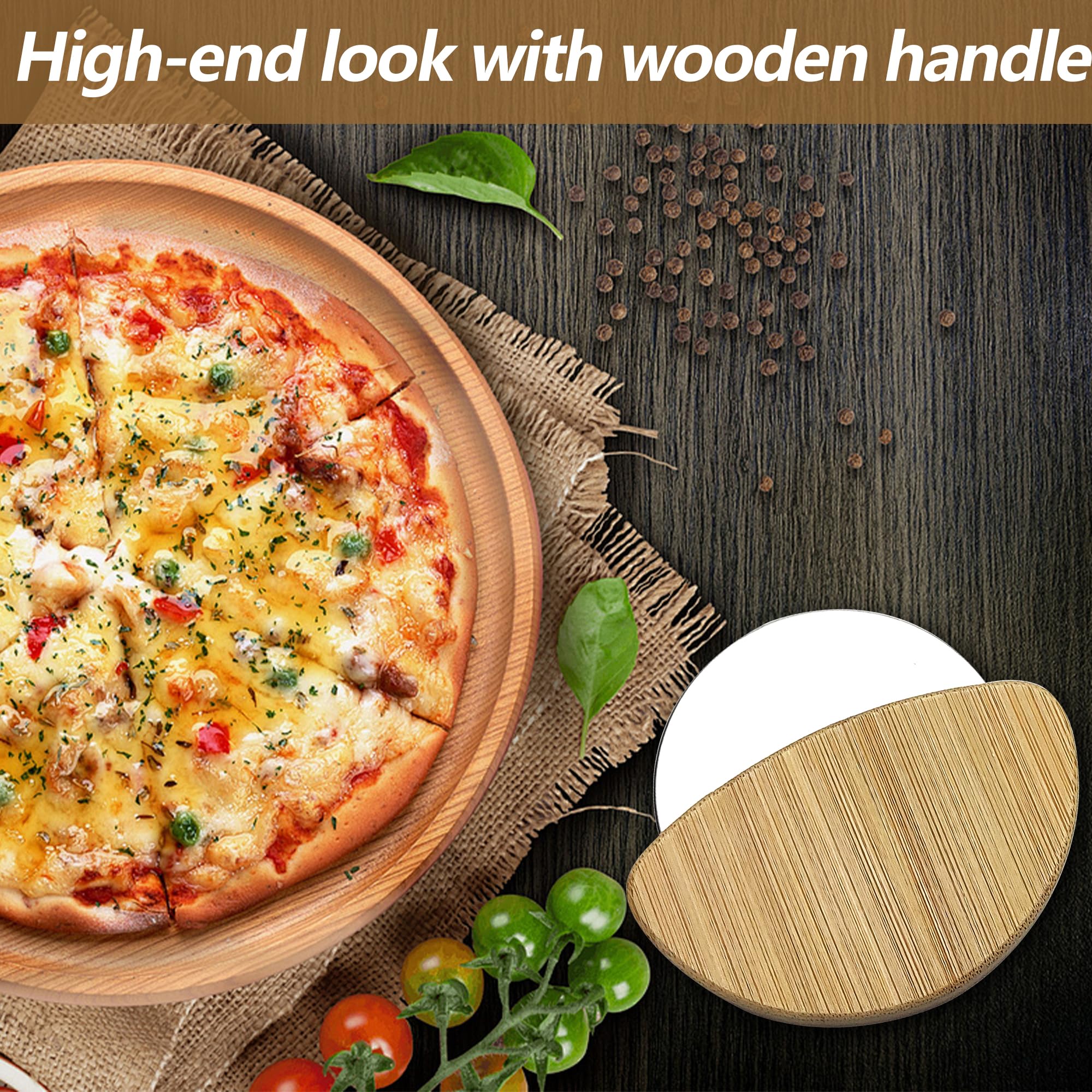 Premium Wooden Handle Pizza Cutter Wheel - Ultra Sharp Stainless Steel Blade with Removable Design - Easy Clean Pizza Slicer with Protective Case - Perfect for Home Kitchens, Pizza Parties & Restaurant Use