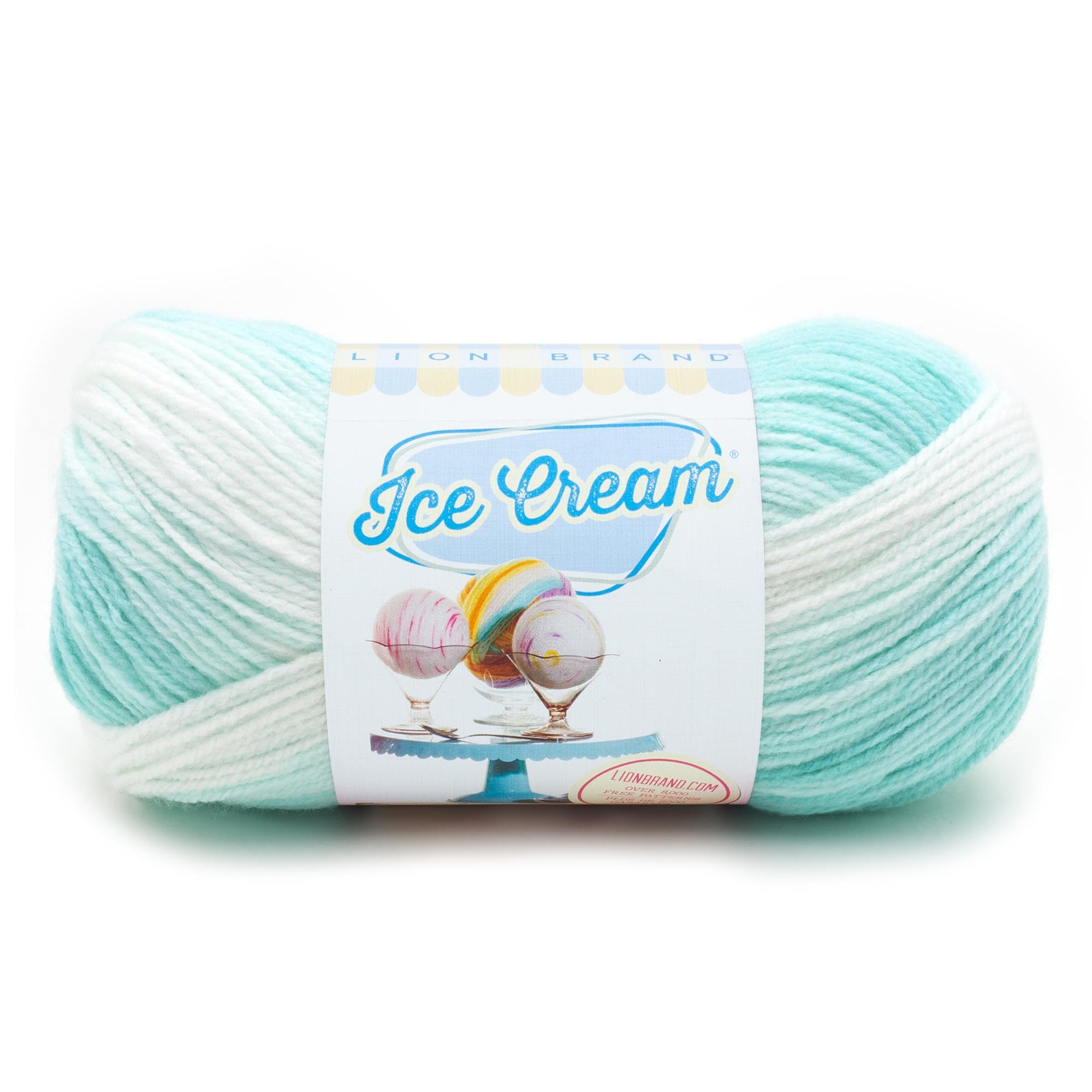 Lion Brand Yarn - 1 Skein Ice Cream Baby Yarn in Mint Color, 1182 Feet (360m) Soft Acrylic Yarn for Knitting & Crocheting - Perfect for Baby Blankets, Scarves, and DIY Crafts